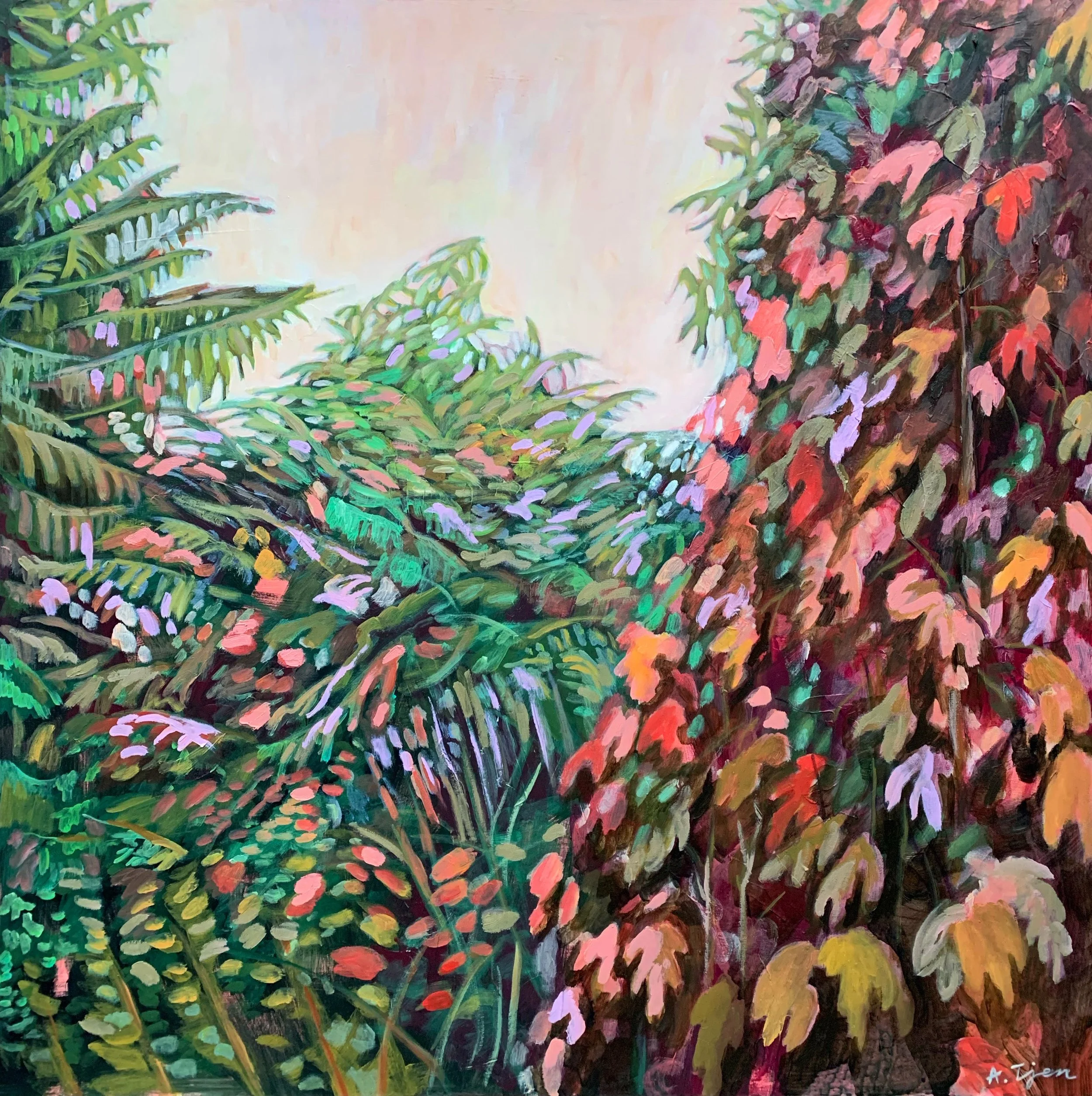 Autumn Forest
 36 × 36 in 
 Placed in a private collection 