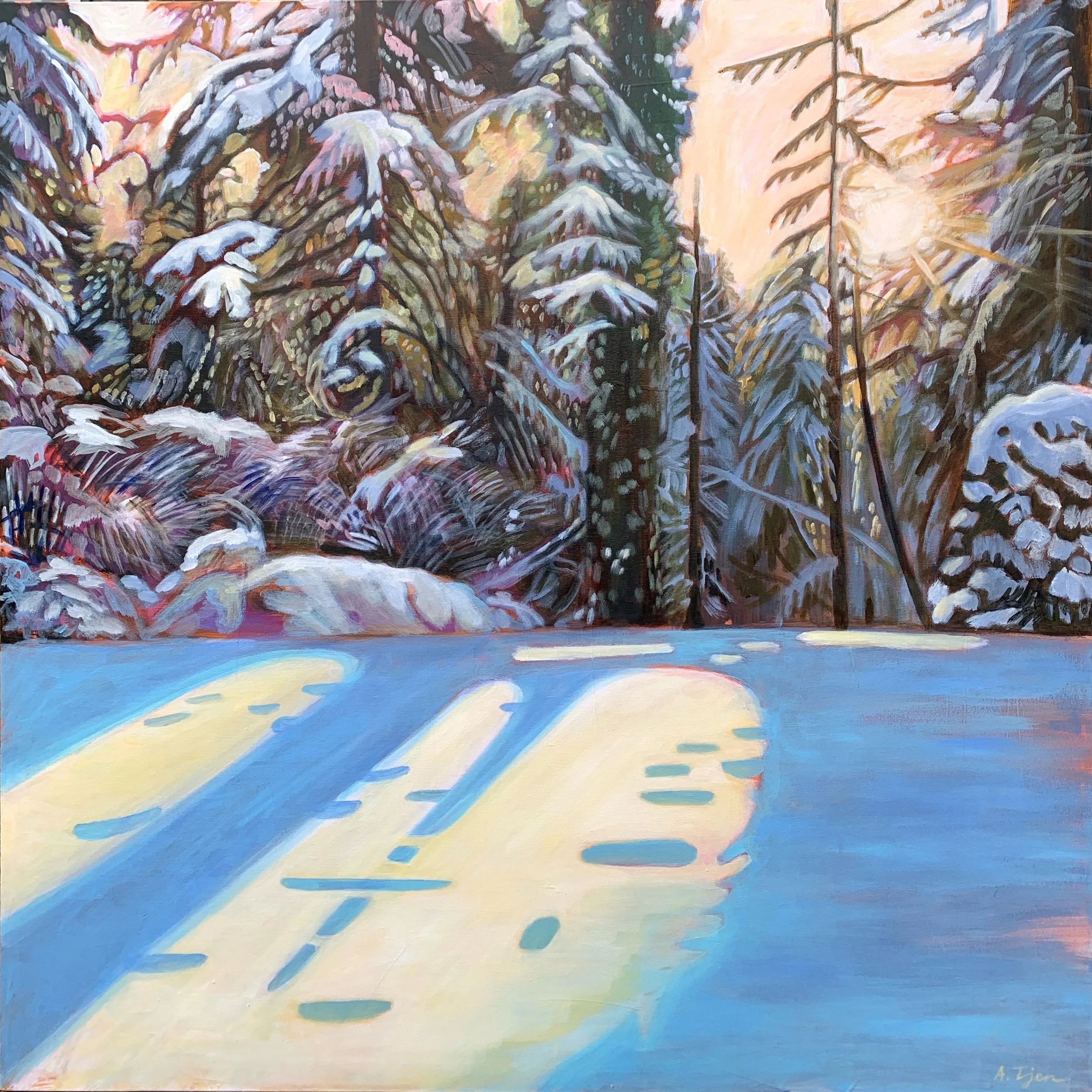 Tranquil Sunrise, 36"x36", Acrylic on Canvas