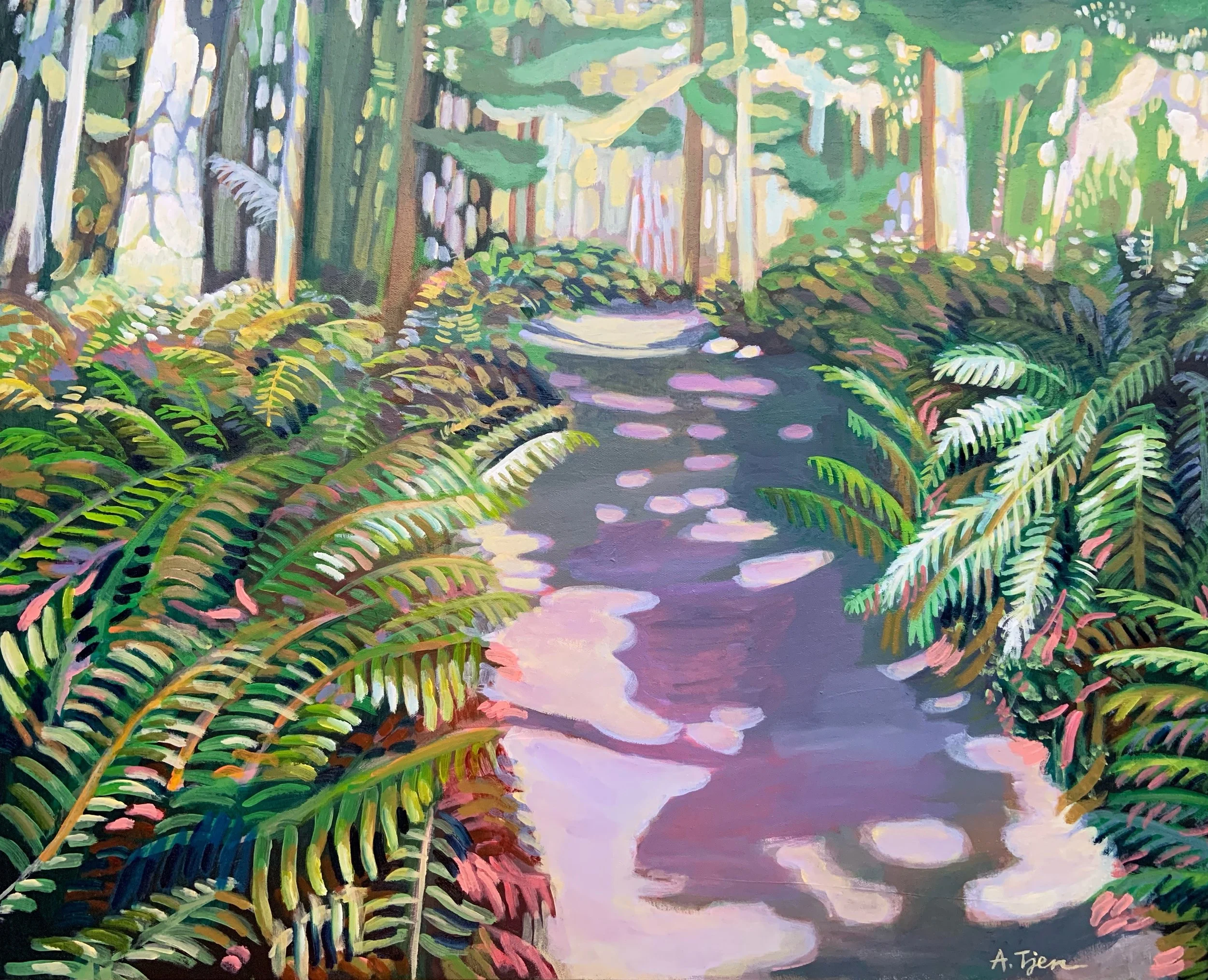 Fern Path I
 30 × 24 in 
 Placed in a private collection 