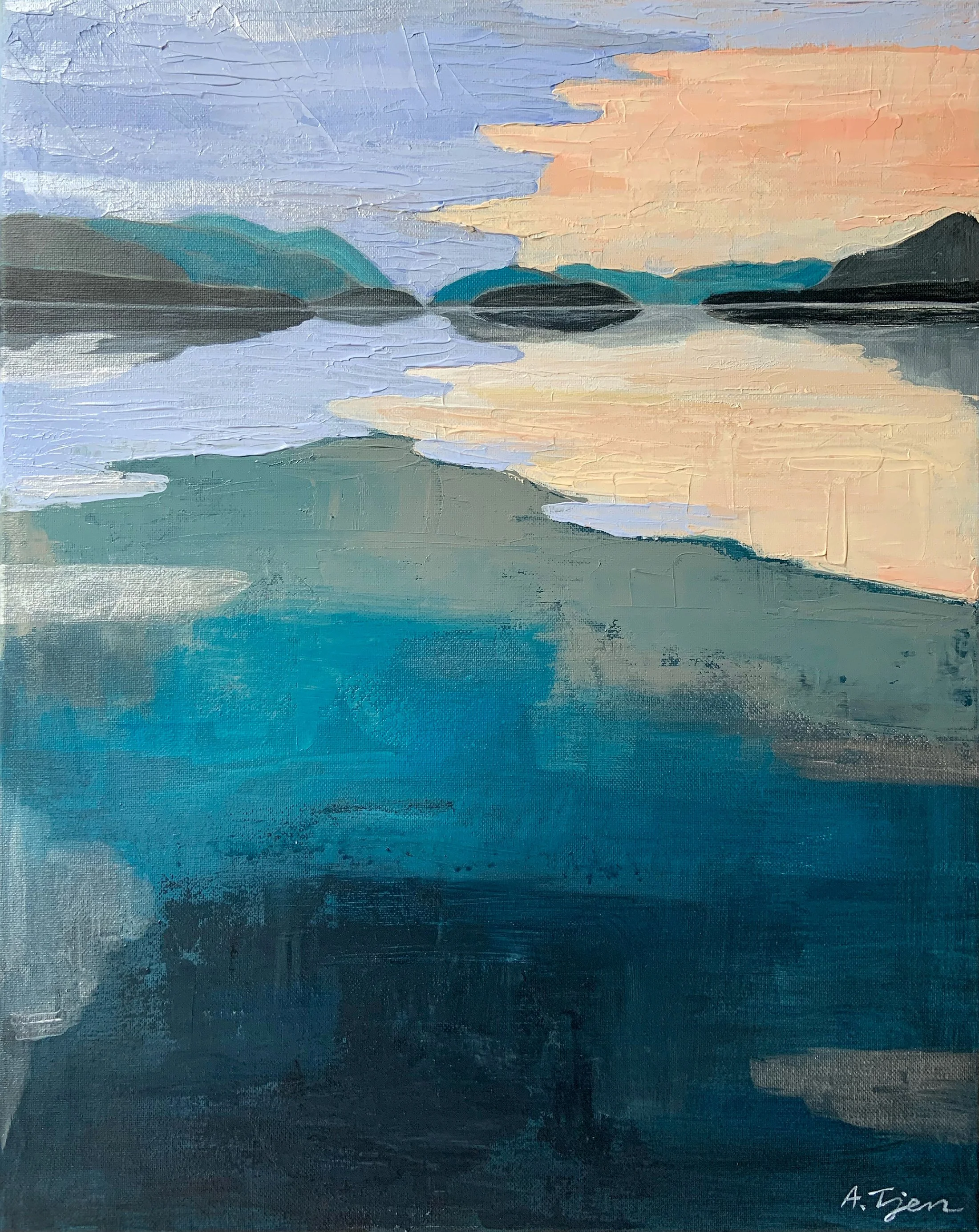 🔴 Shades of Blue I, Acrylic on Canvas, 
16"x20", 2021, SOLD