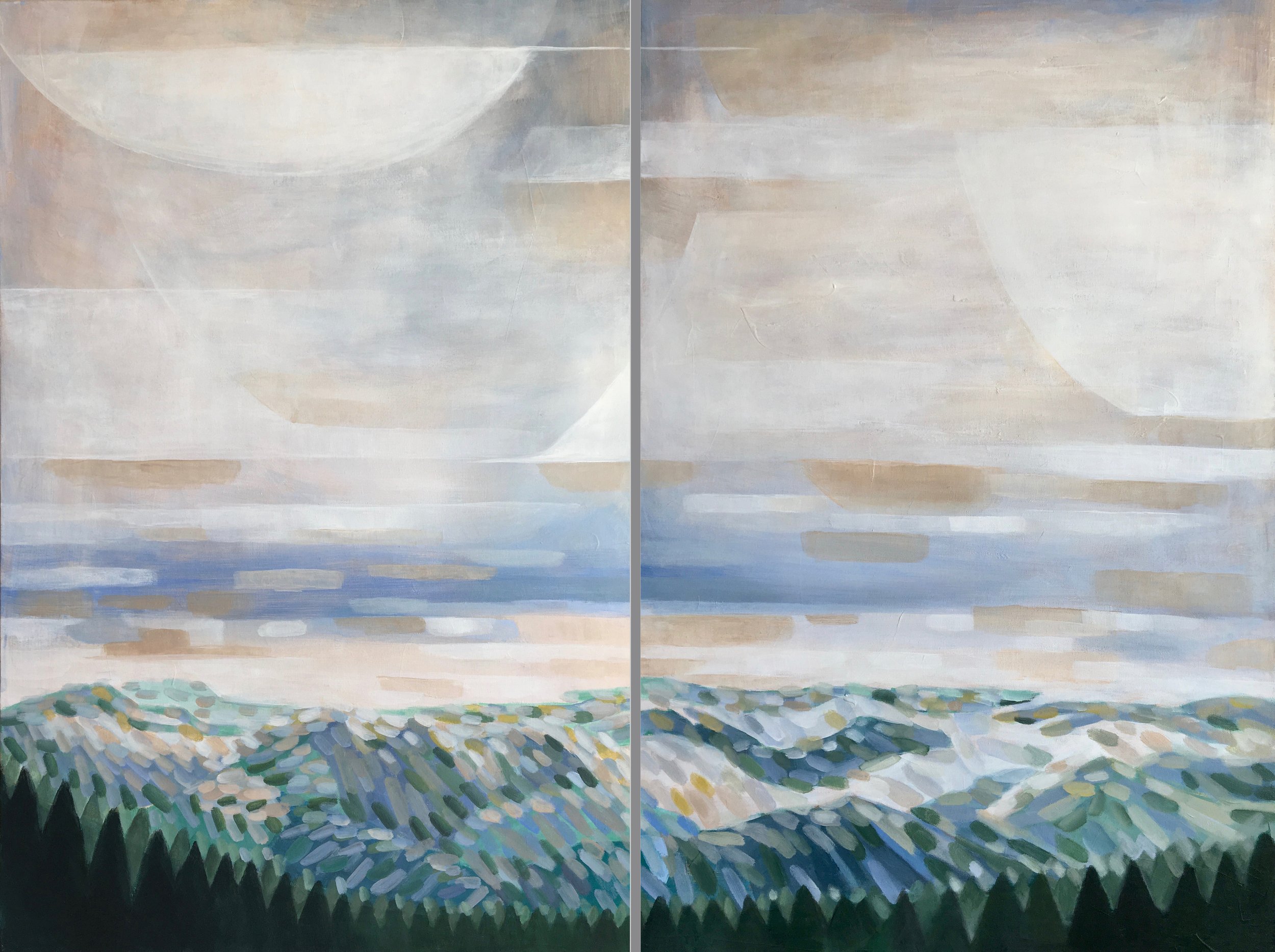 🔴 Breathe Diptych, 48"x36", Acrylic on Canvas, SOLD