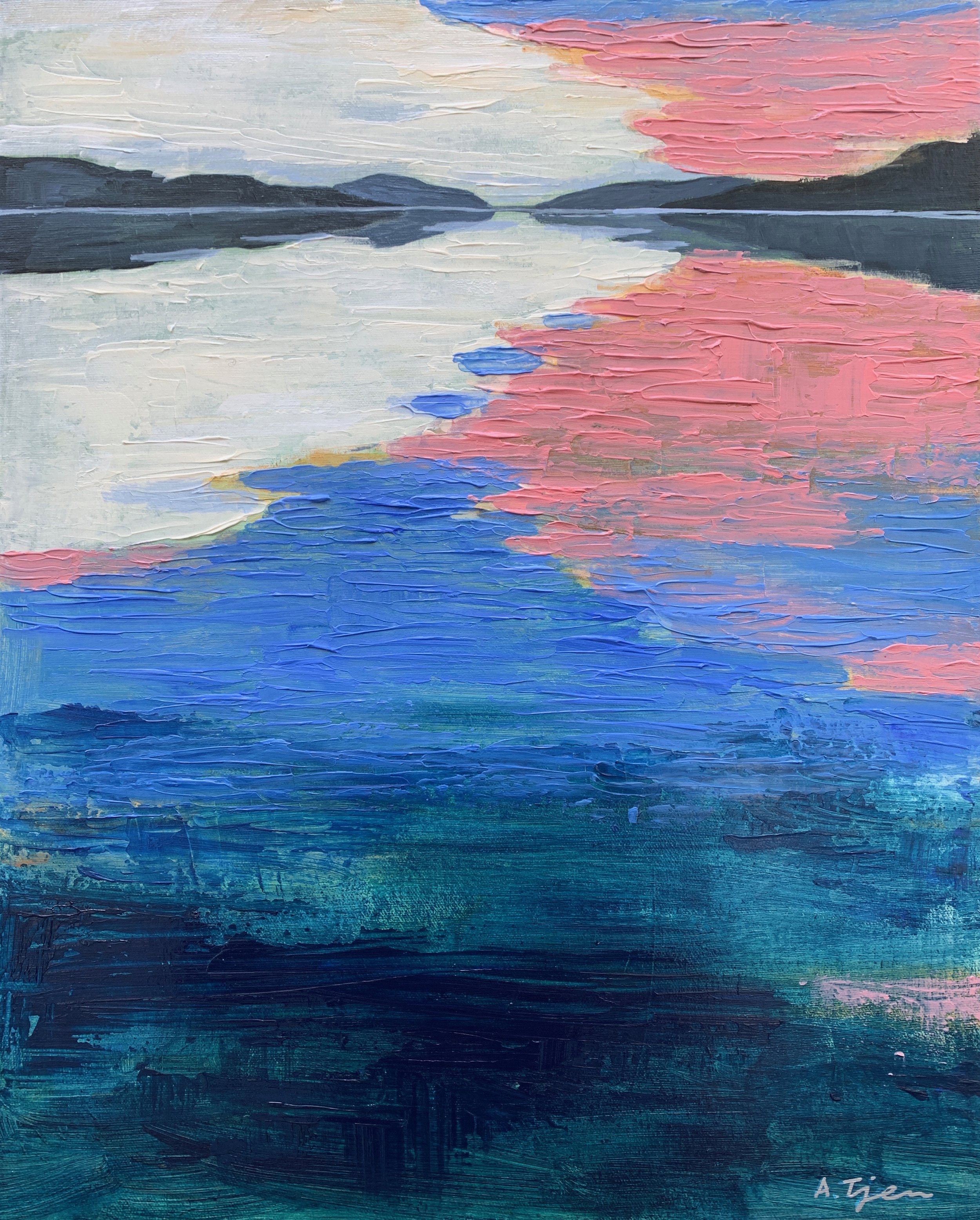 🔴 Waves of Sunset II, Acrylic on Canvas, 
16"x20", 2021, SOLD