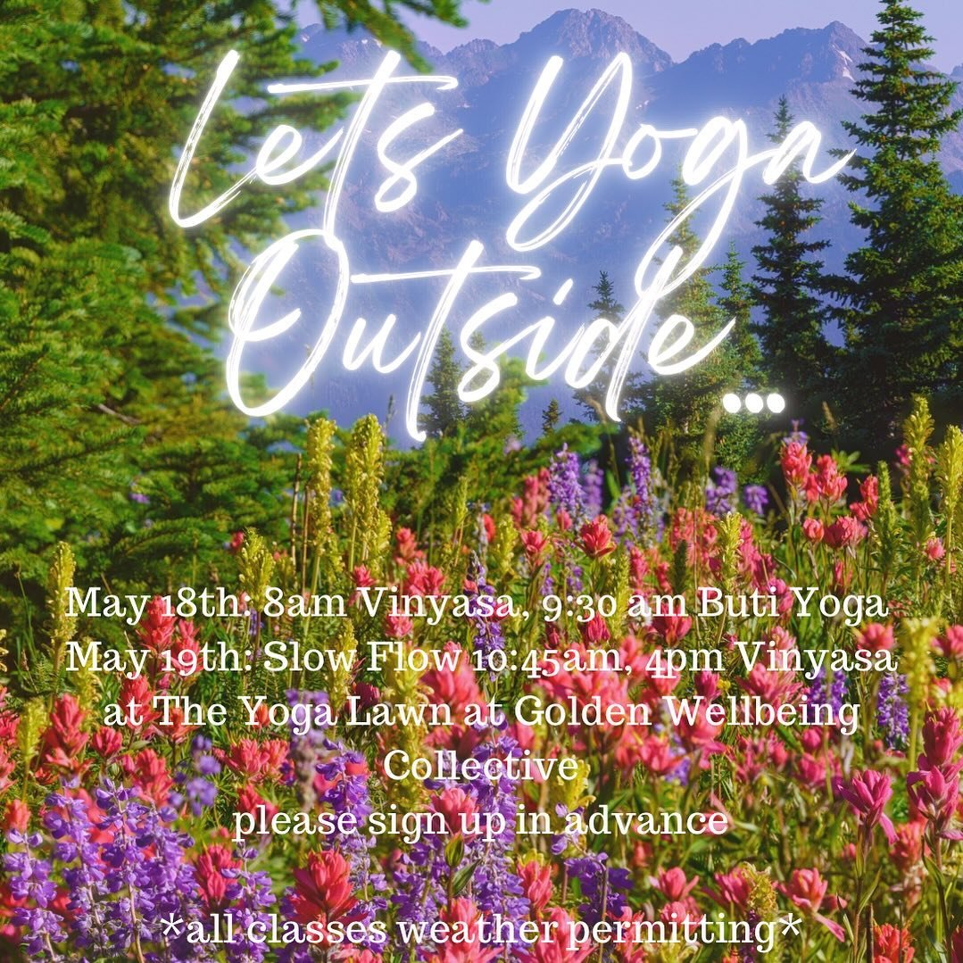 Hey Spring! Let&rsquo;s take this Yoga thing outside 🌸 May 18th &amp; 19th we will hold classes at The Yoga Lawn at The Golden Wellbeing Collective. Please sign up in advance, all classes are weather permitting ❤️ #yoga #outdooryoga #goodtobegoldenc