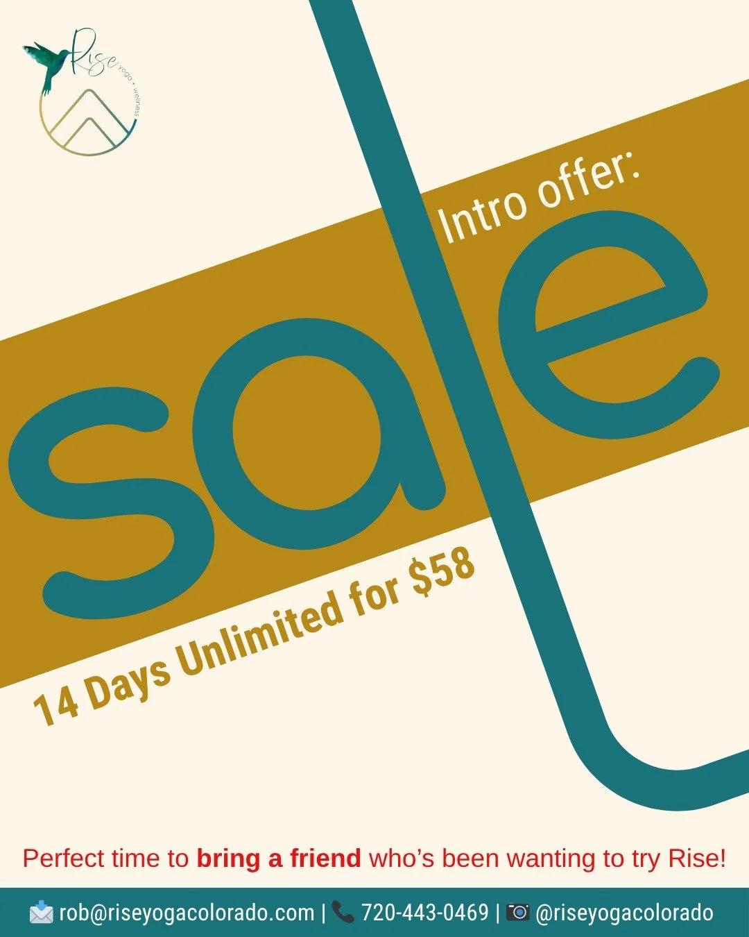 Ready to Rise? 🌞

Give all of our classes a try! 14 days of unlimited yoga for $58. Come for 4 visits during your trial and apply $58 off toward an Unlimited Membership or 8x/month- that makes your Intro FREE!

Click link in our bio to join us.

#ri