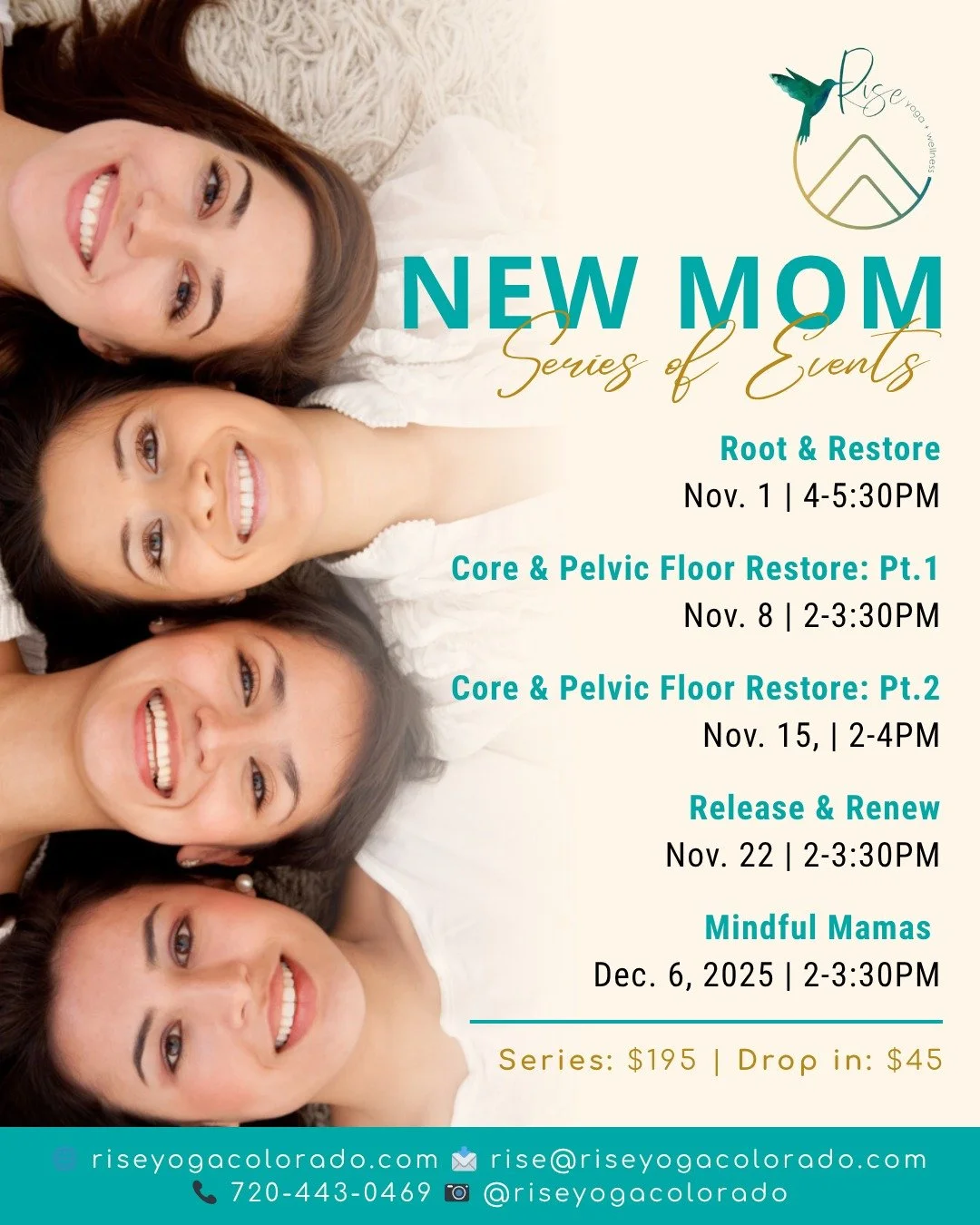 Step away from the busyness of motherhood and gift yourself the space to restore, recharge, and reconnect. The New Mom Series is a collection of five beautifully curated experiences designed just for moms to honor themselves, build community, and nur