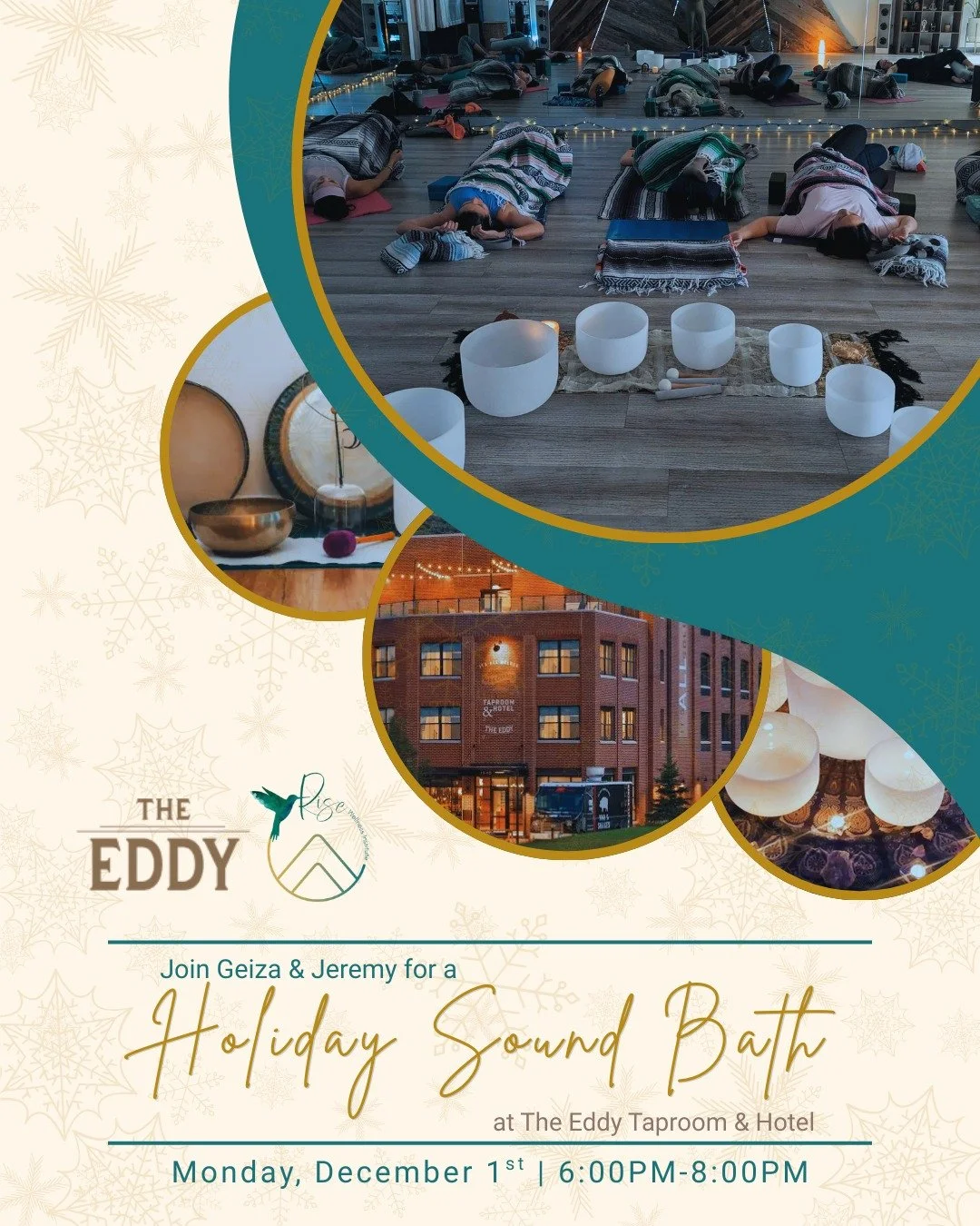 ✨ Holiday Soundbath at The Eddy Taproom &amp; Hotel ✨

Take a pause from the holiday rush and gift yourself a moment of deep calm and renewal. Join us for a cozy, heart-opening soundbath experience inside the beautiful Eddy Taproom &amp; Hotel. 🎶✨

