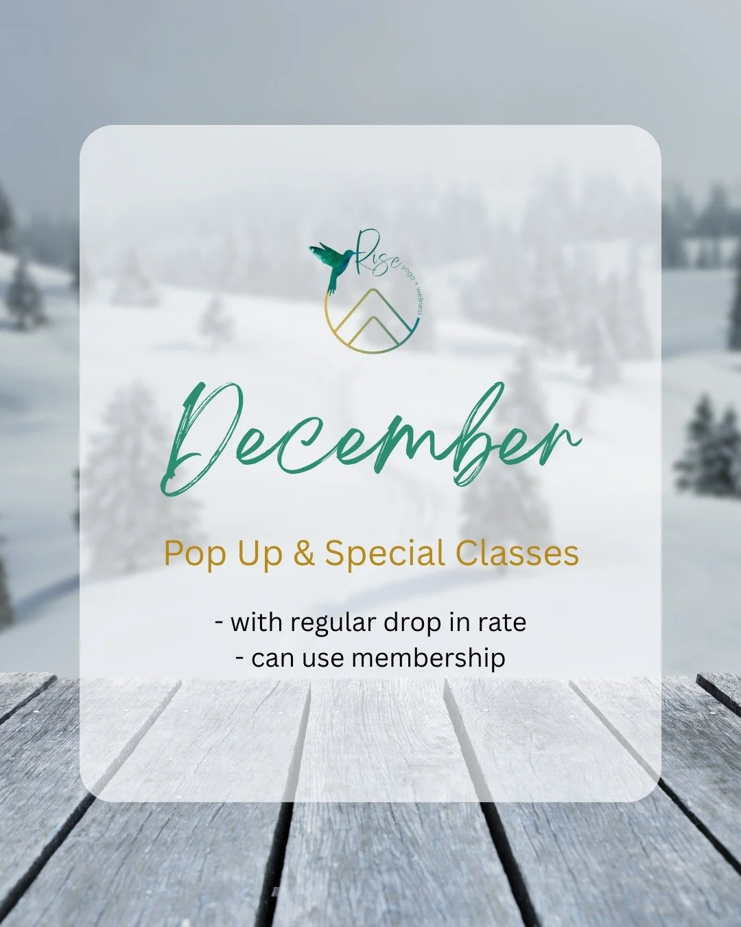 Swipe through to see this month&rsquo;s pop-up and special classes&mdash;all offered at your regular class rate. 🍃

🔗 Click link in bio to sign up! 💫

#riseyogacolorado #risegolden #decembereventscolorado