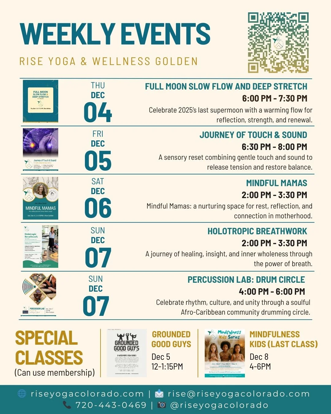 Swipe through to see Rise special events &amp; special classes happening this Friday through Monday! ➡

✨ Special Event
❣ Full Moon Slow Flow and Deep Stretch
❣ Journey of Touch &amp; Sound: A multisensorial experience
❣ New Mom Series: Mindful Mamas