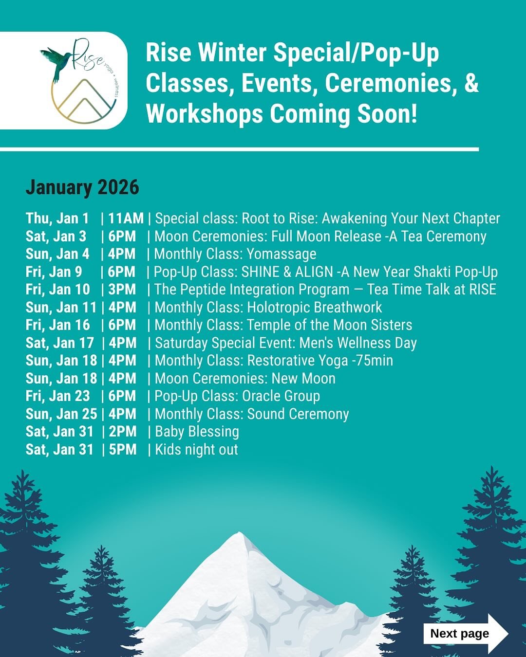 Let&rsquo;s Rise higher together in wellness in 2026! ✨

We&rsquo;re offering more than just special yoga events&mdash;expect nourishing wellness ceremonies and workshops throughout Q1 2026 to support you mind, body, and soul. 

➡️ Swipe to explore, 