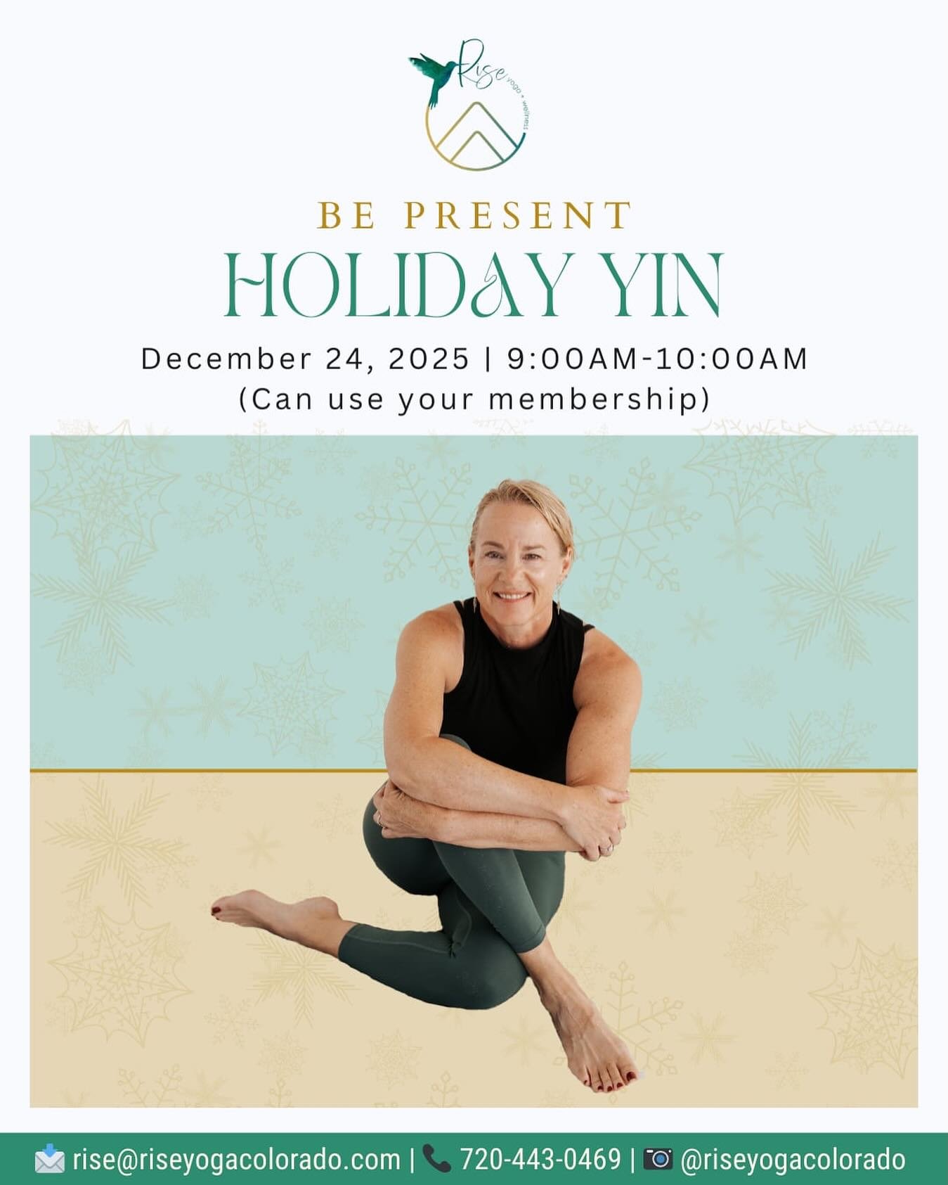 Take a moment for yourself. Come pause, explore postures for deep release, and just &ldquo;be&rdquo;. All levels/experience welcome.

#riseyogacolorado #riseyogaandwellness #holidayyoga #christmasyoga #healthandwellnesscolorado