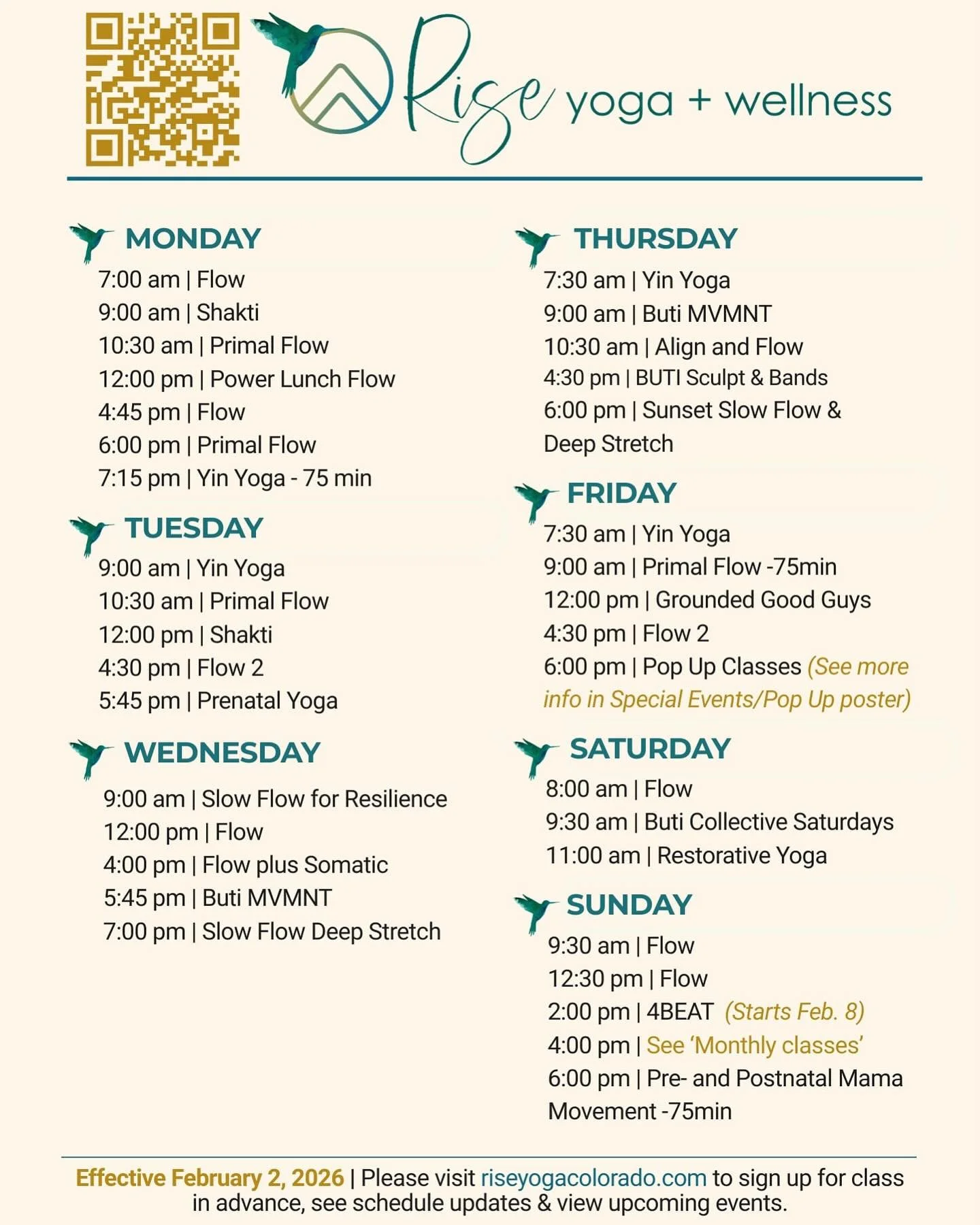 UPDATED CLASS SCHEDULE! 

Flow with us at Rise Yoga &amp; Wellness Studio + The Training Spot! Find your breath, your balance, and your people. 🍃

✨ Whether you&rsquo;re craving a slow, mindful flow or an energizing movement practice, there&rsquo;s 