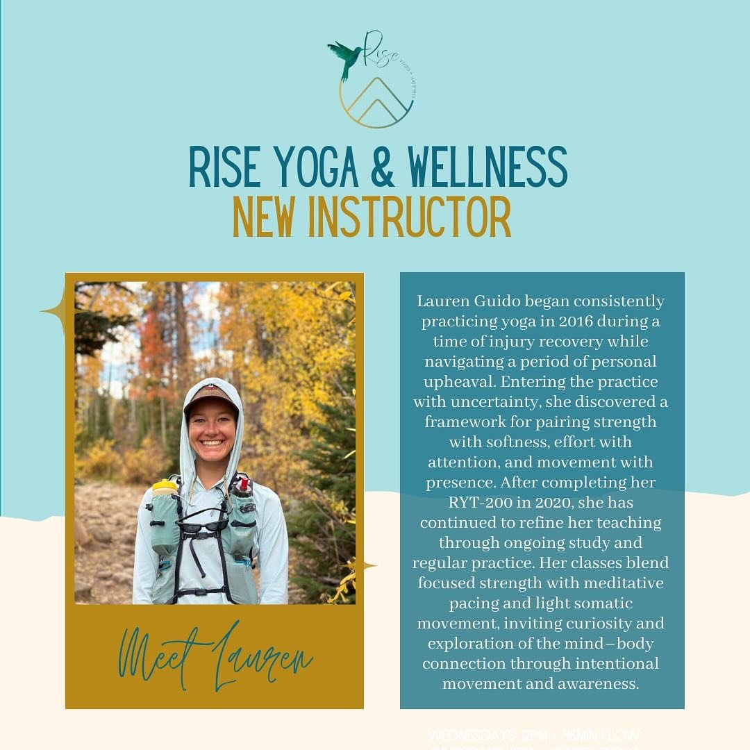 Meet our new Rise Teacher, Lauren Guido! ✨

Lauren began consistently practicing yoga in 2016 during a time of injury recovery while navigating a period of personal upheaval. Entering the practice with uncertainty, she discovered a framework for pair