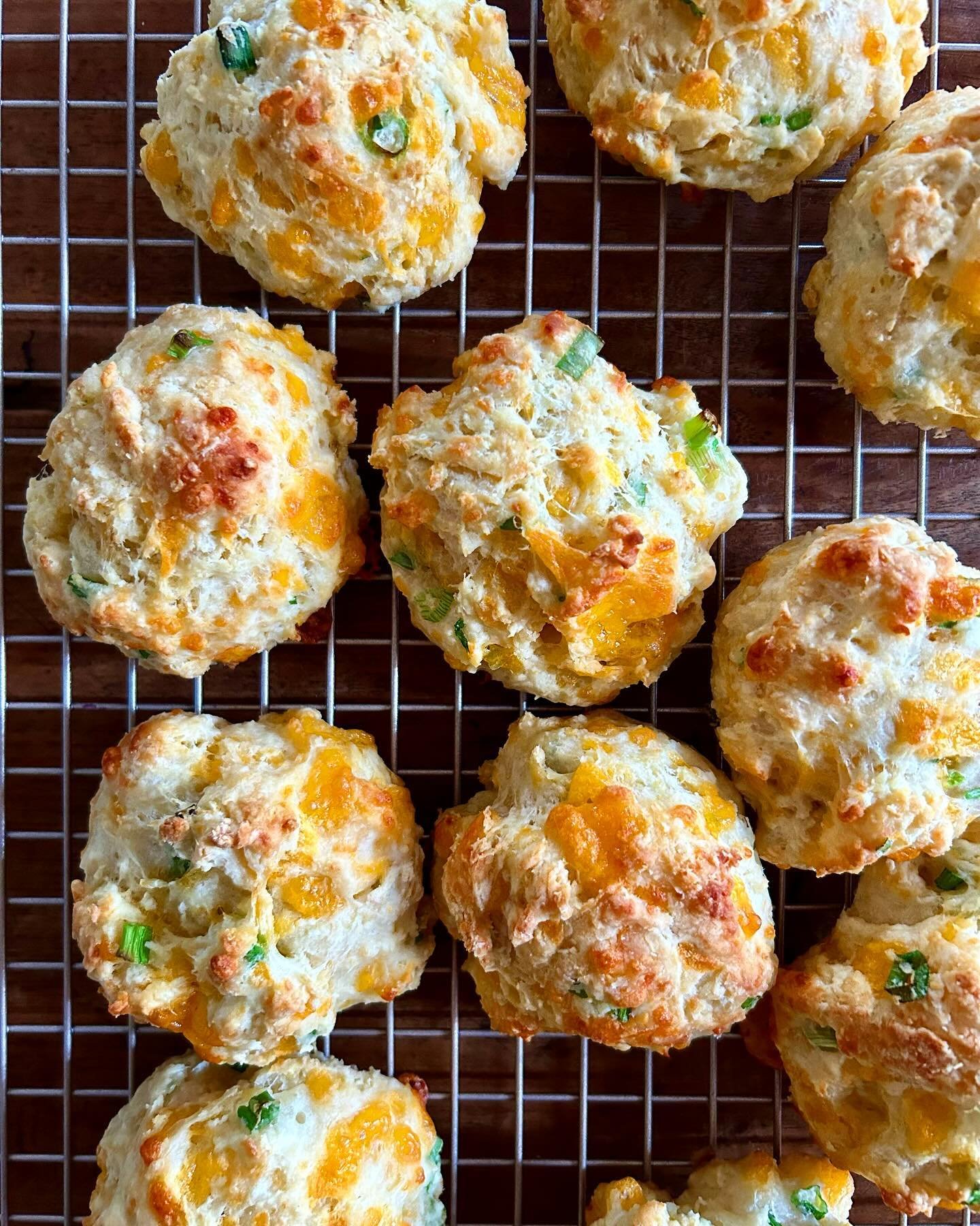 If you&rsquo;re like me and missing out on all the excitement around spring ramps, these cheddar scallion drop biscuits are here for you. They&rsquo;re deliciously tender and buttery without any rolling or cutting. Just drop them onto a sheet pan and