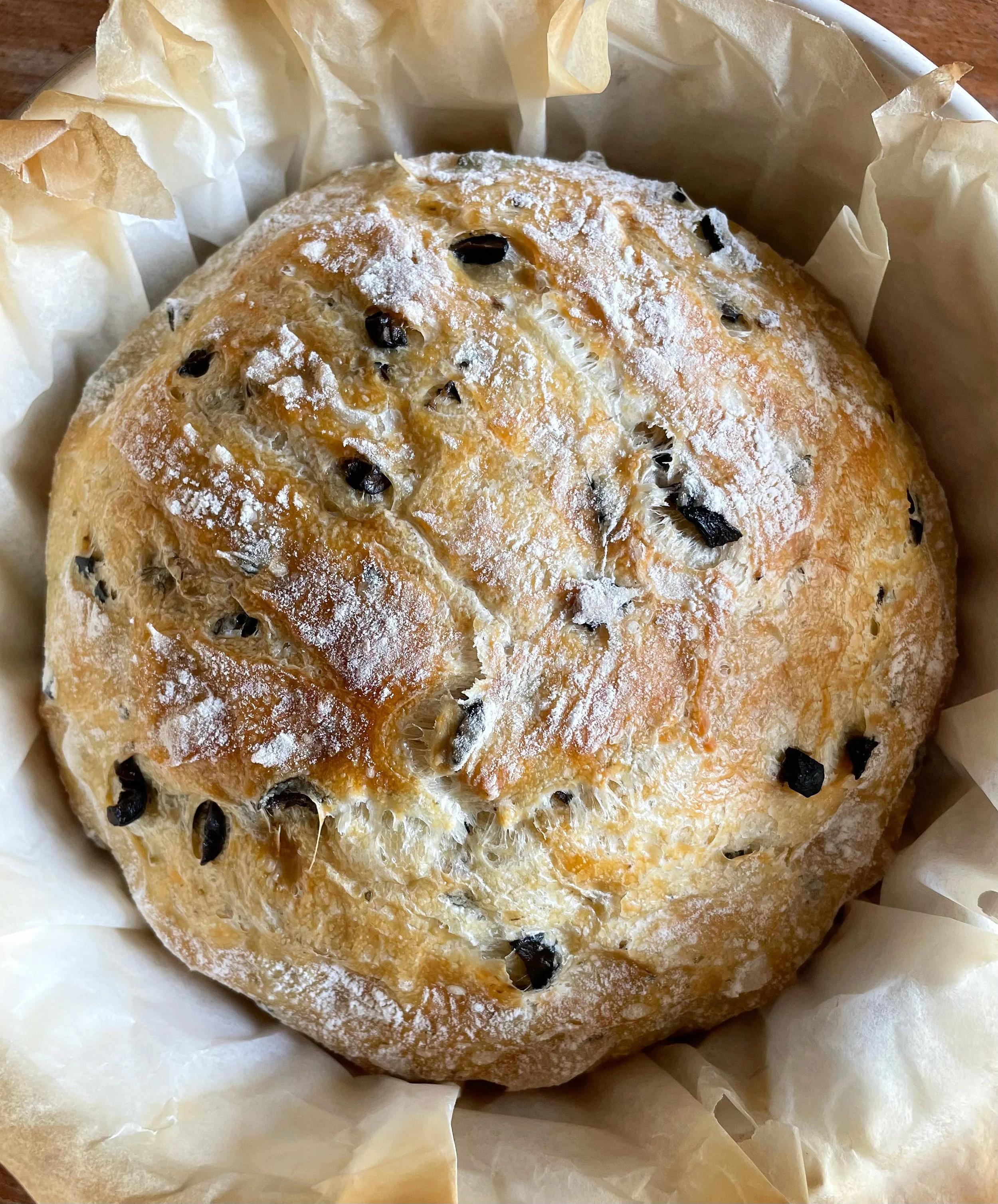 NoKnead Olive Artisan Bread. Harvest & Nourish