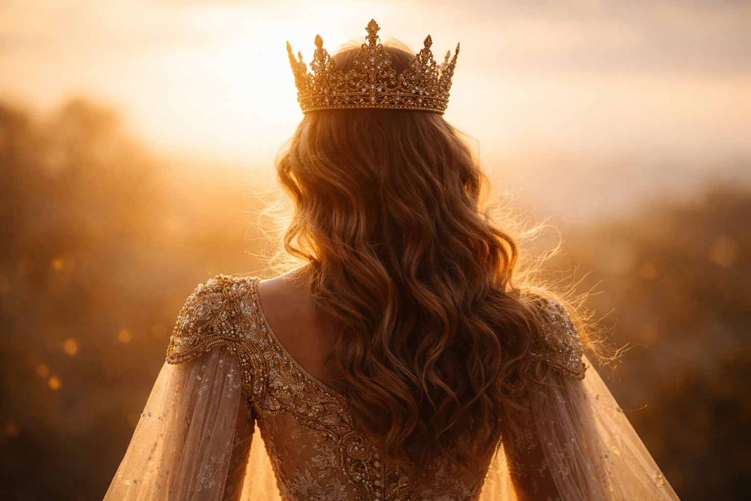 Queen with crown from behind