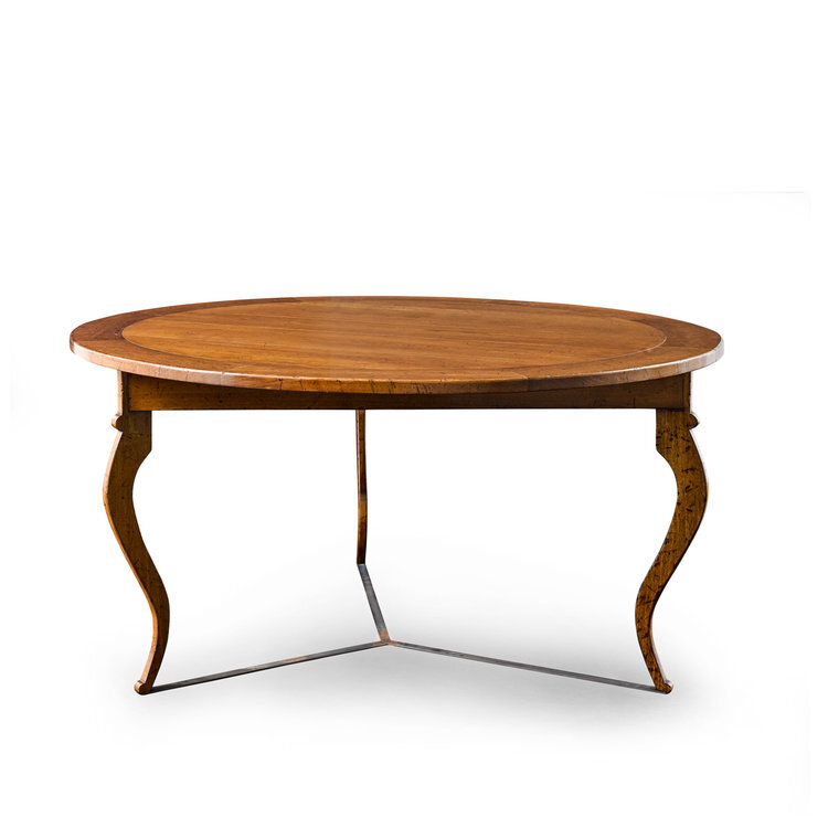 Round Dining Table with Iron Detail