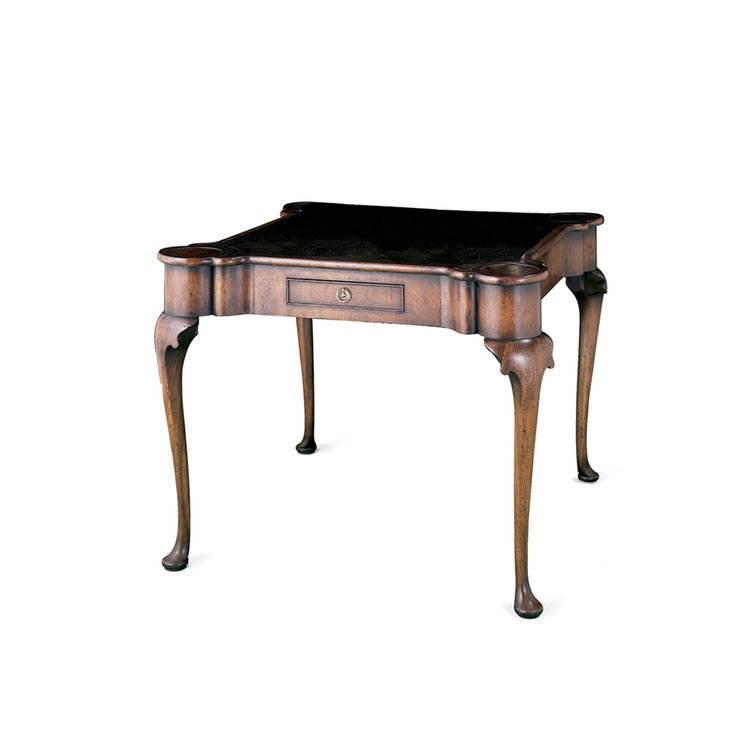 Queen Anne Games Table with Leather Top