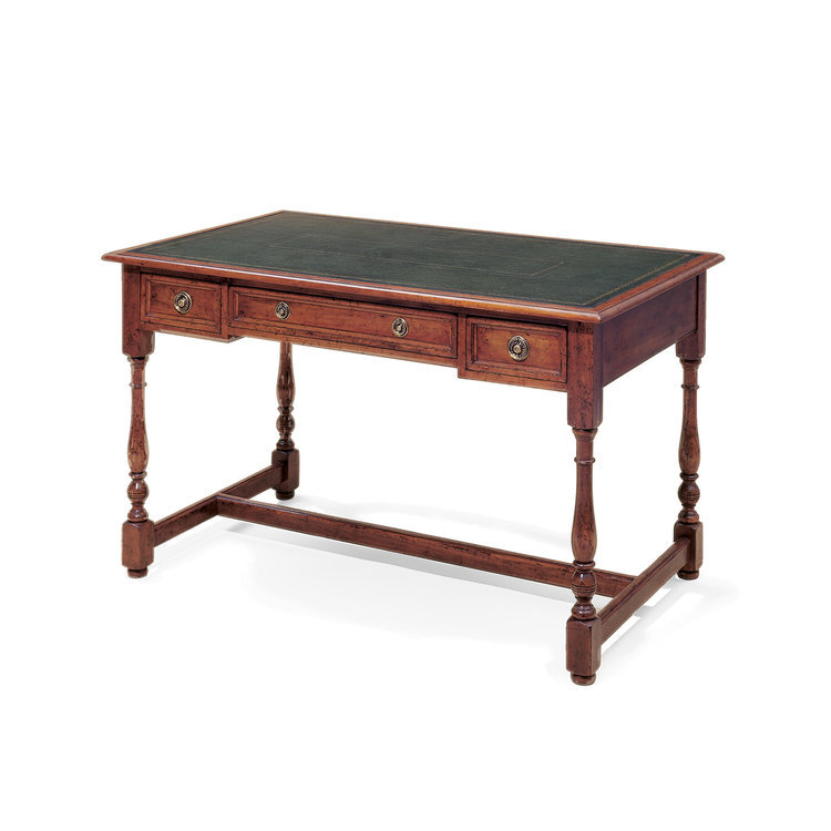 Country English Writing Table with Leather Top