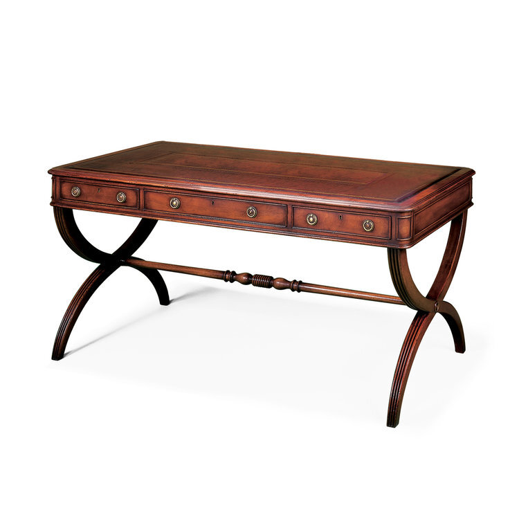 Regency X-Leg Writing Table with Leather Top