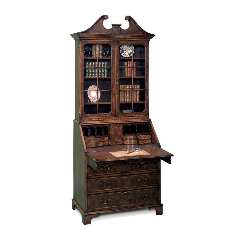 Bureau Bookcase with Swan Neck Pediment