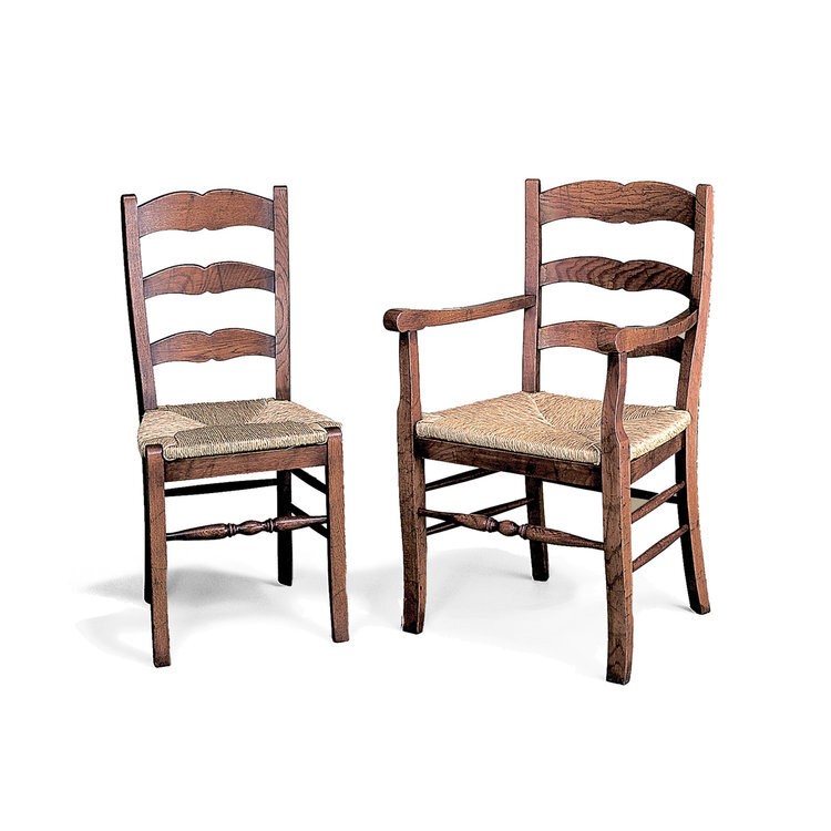French Ladderback Side Chair and Arm Chair