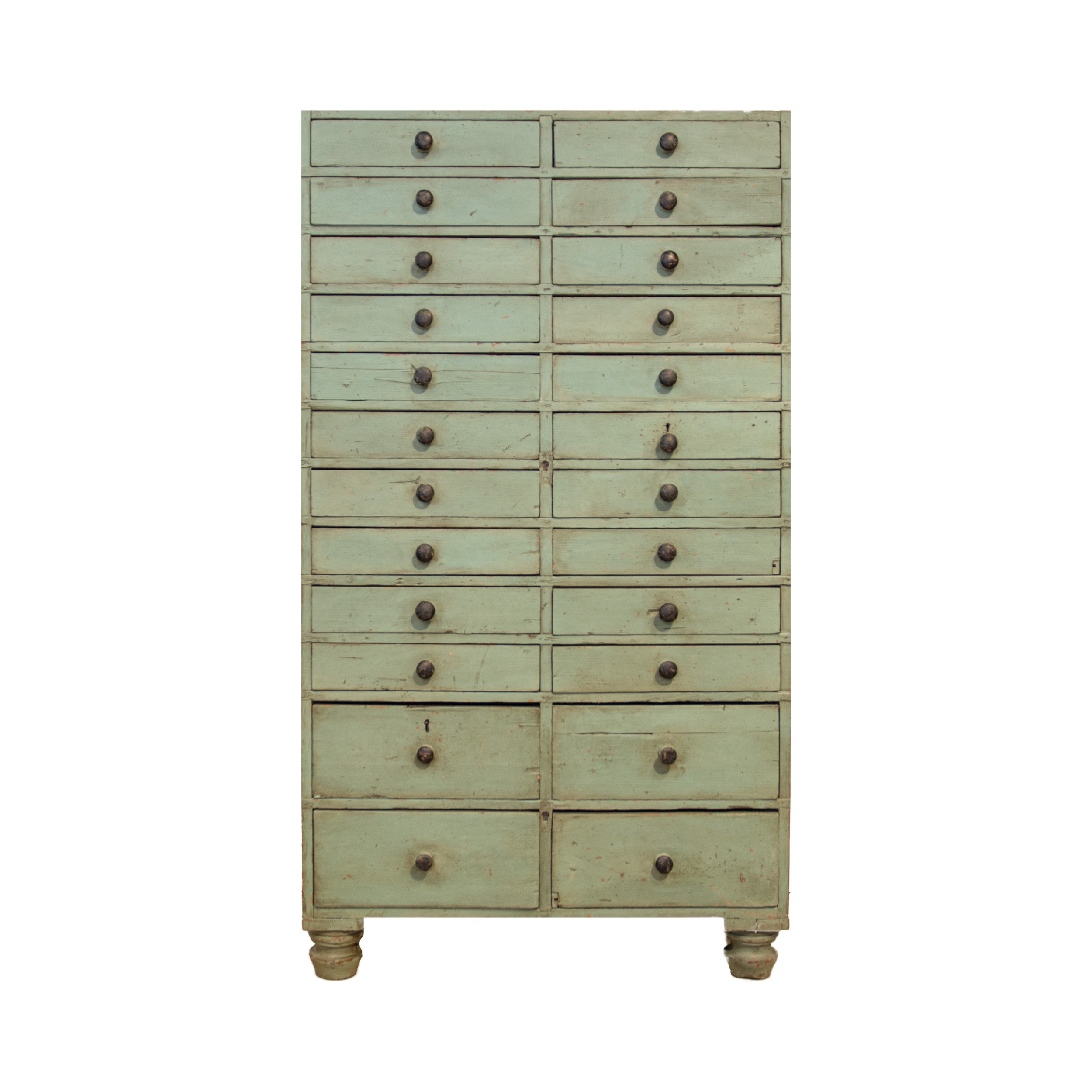 Bank of Drawers in Green