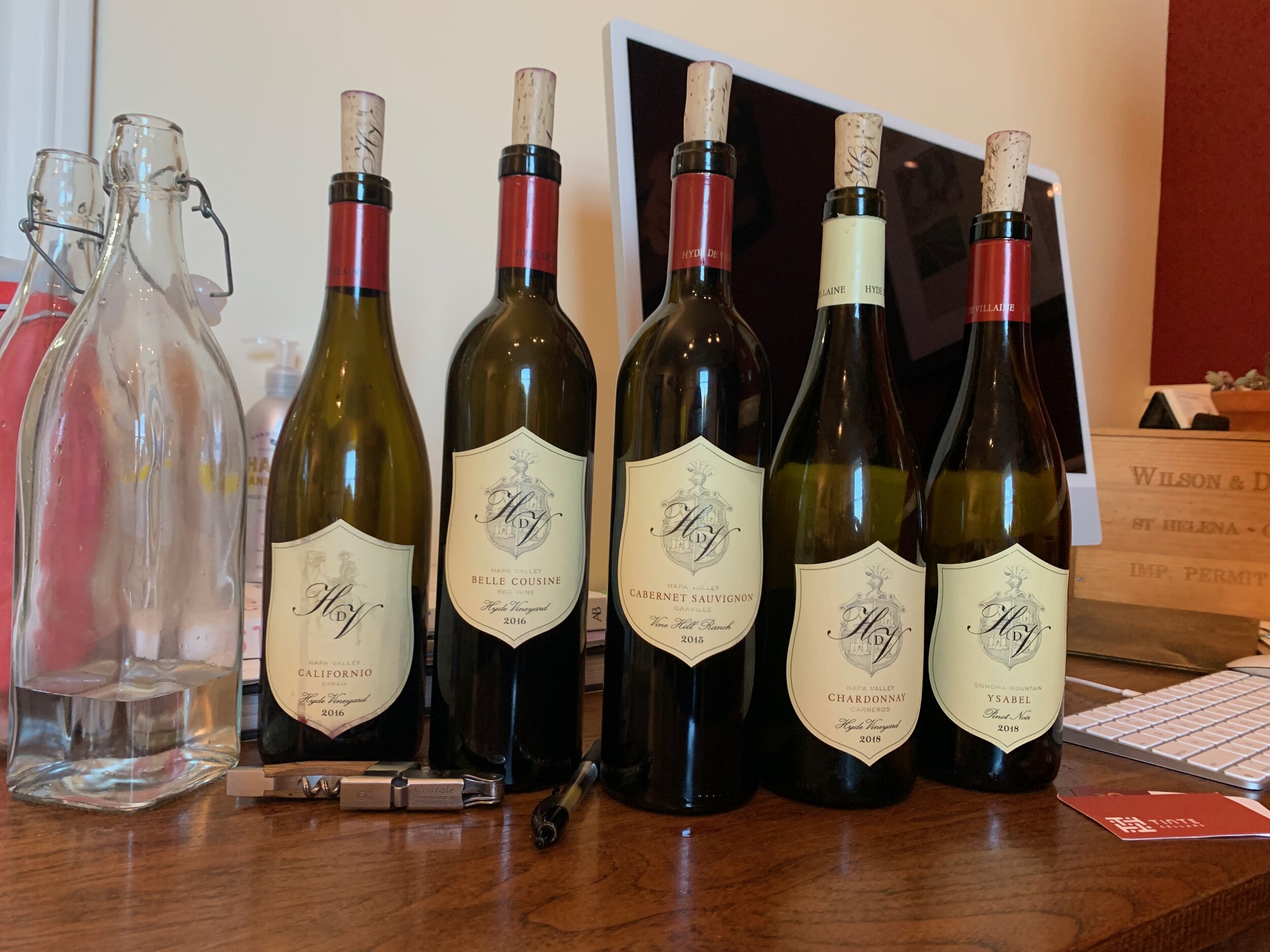  At HDV (Hyde de Villaine), a collaboration between Hyde of California and Aubert de Villaine of Domaine de la Romanée Conti.  Pinot and Chardonnay were the stars of this tasting. 