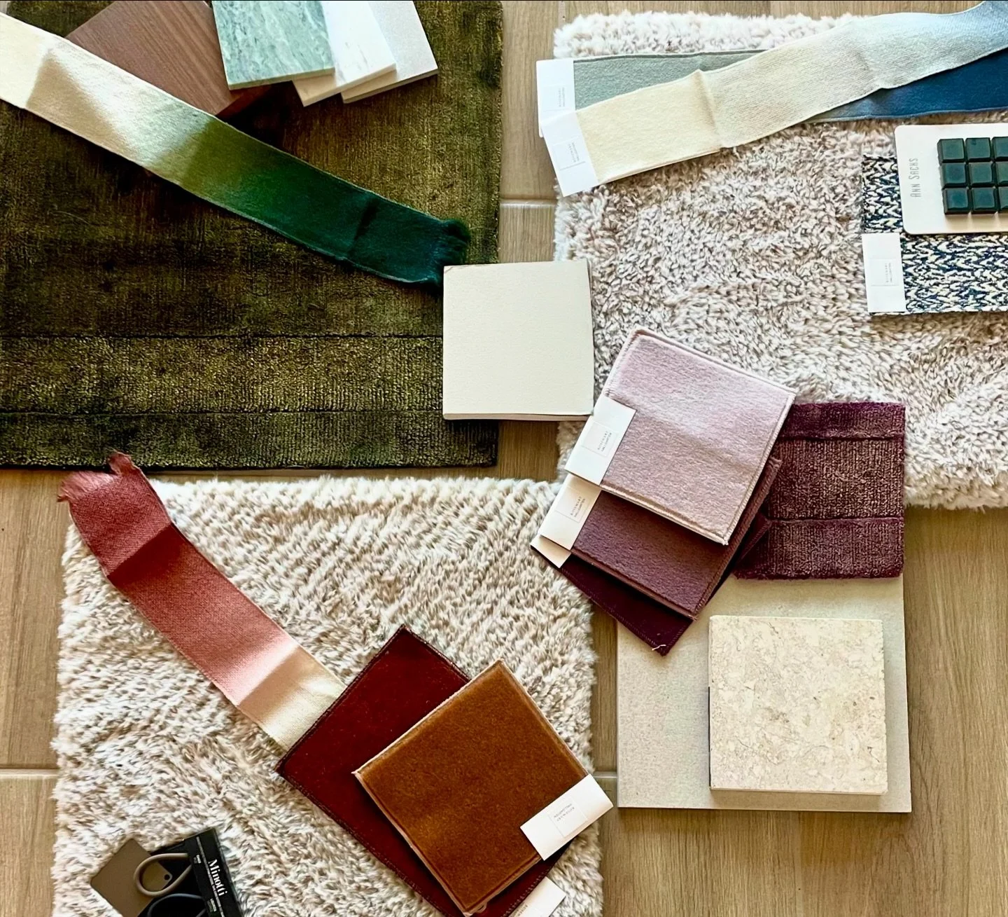 Laying out materials for a project in Hawaii inspired by nature 🌴🌅

This project is all about blending a warm modern aesthetic with a neutral foundation. We&rsquo;re drawing inspiration from the beautiful Hawaiian sunsets and vibrant foliage to cre