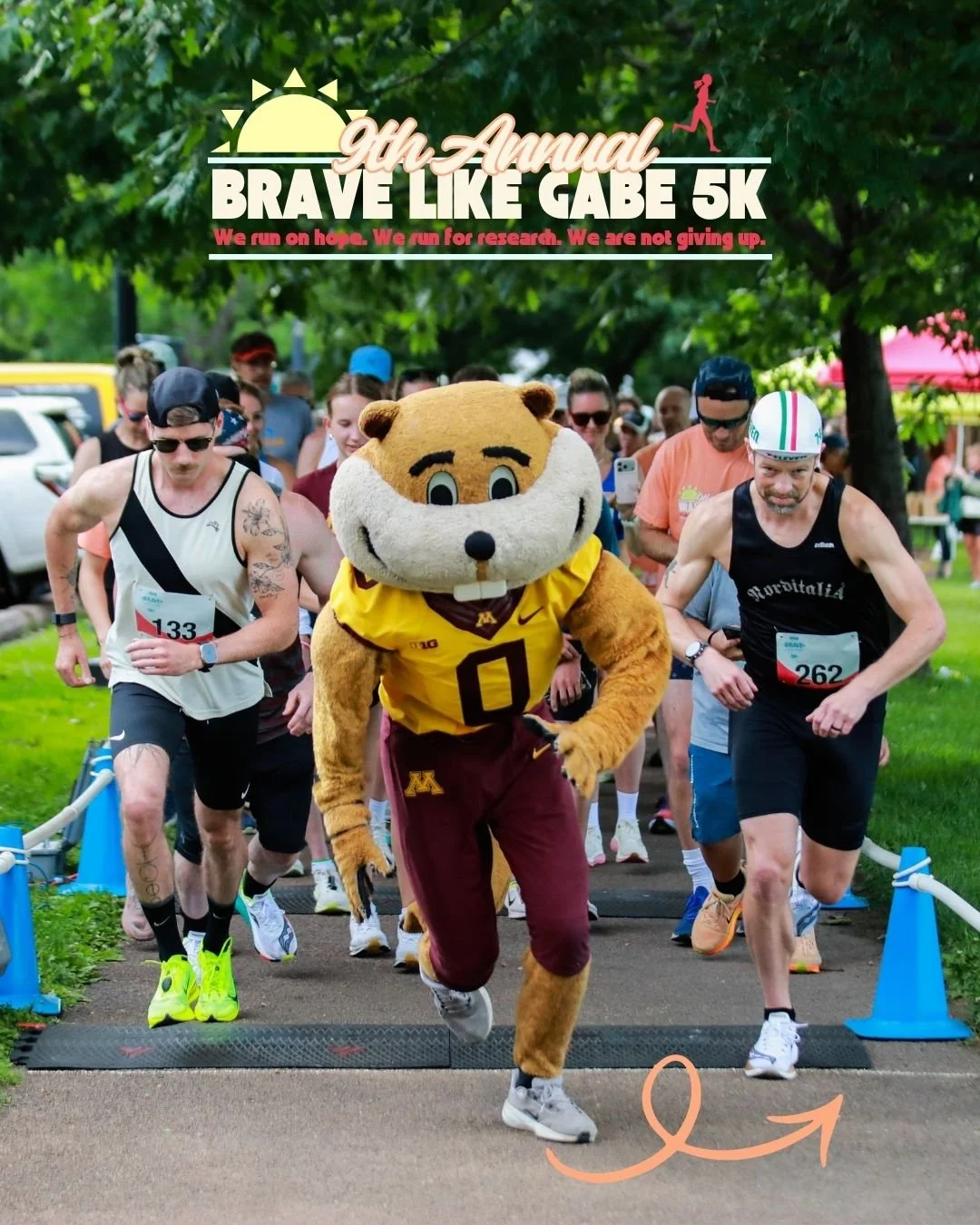 Throughout the month of June, more than 1,000 people around the world participated in the 9th Annual Brave Like Gabe 5K events. 300 people, plus six llamas, joined us on Gabe&rsquo;s birthday right here in St. Paul, Minnesota for our flagship 5K even