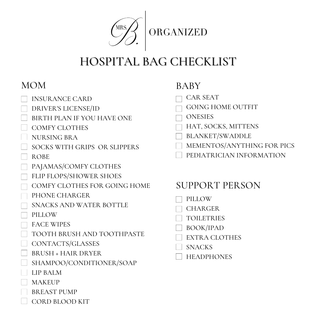 Ultimate hospital bag checklist (with FREE printable) | Pregnancy |