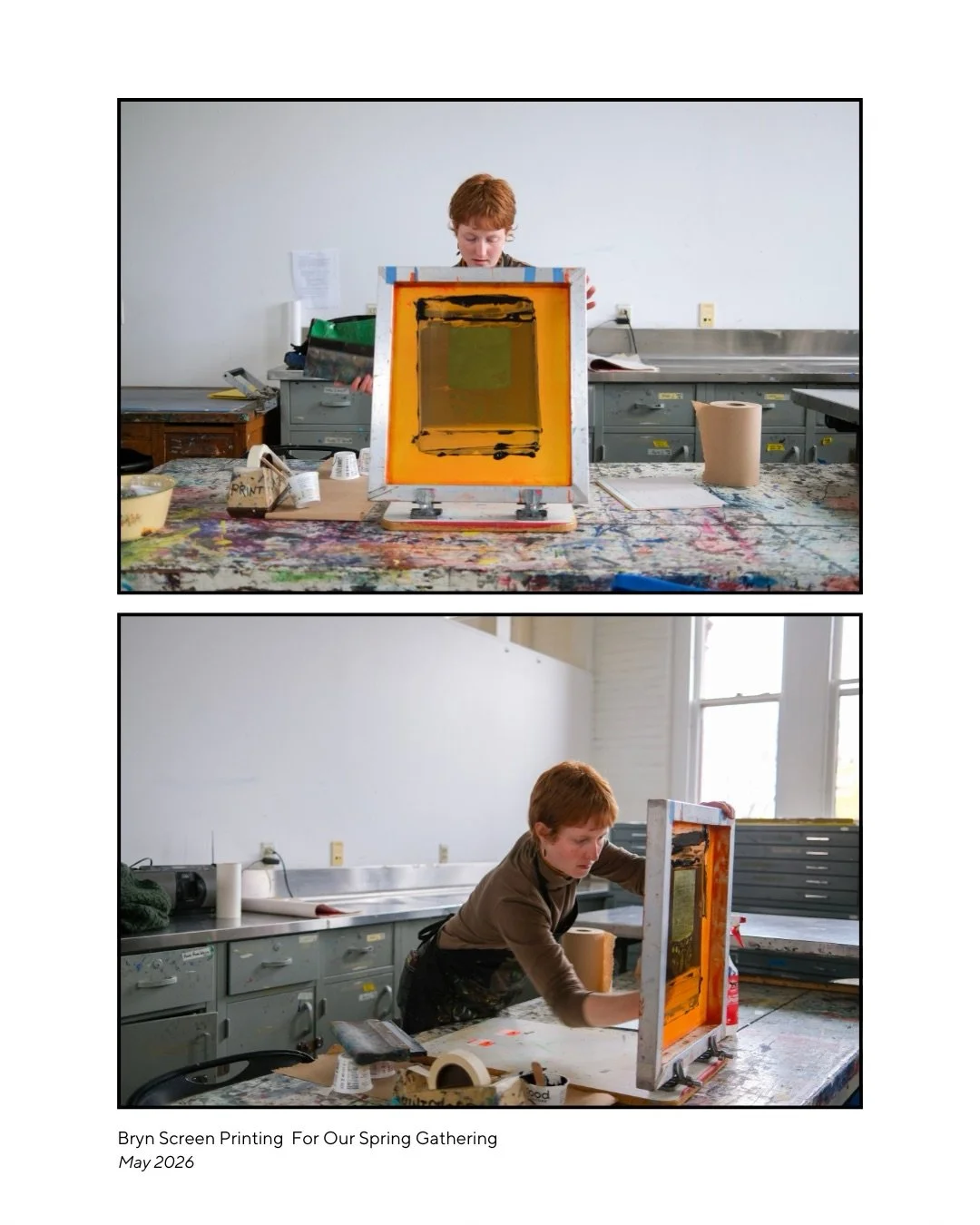 In the studio with @sunwardsalmon screen printing @piazg_&rsquo;s design for our spring gathering: Little Creek!

We&rsquo;ll have DIY screen printing at the event so you can make your own print + take it home with you. 

Tickets nearing sold out. Ge