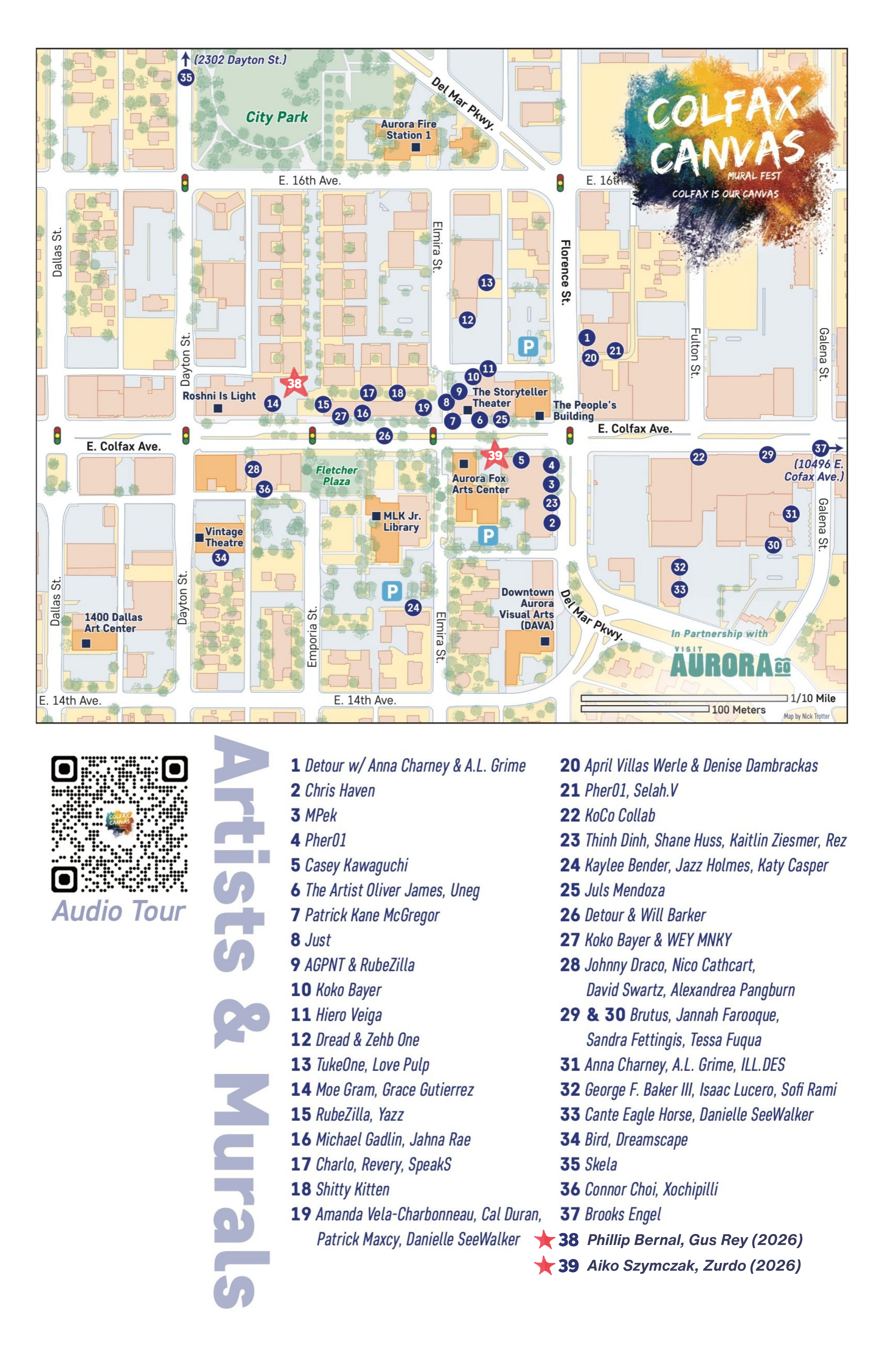 A map of 39 murals spread across the ACAD