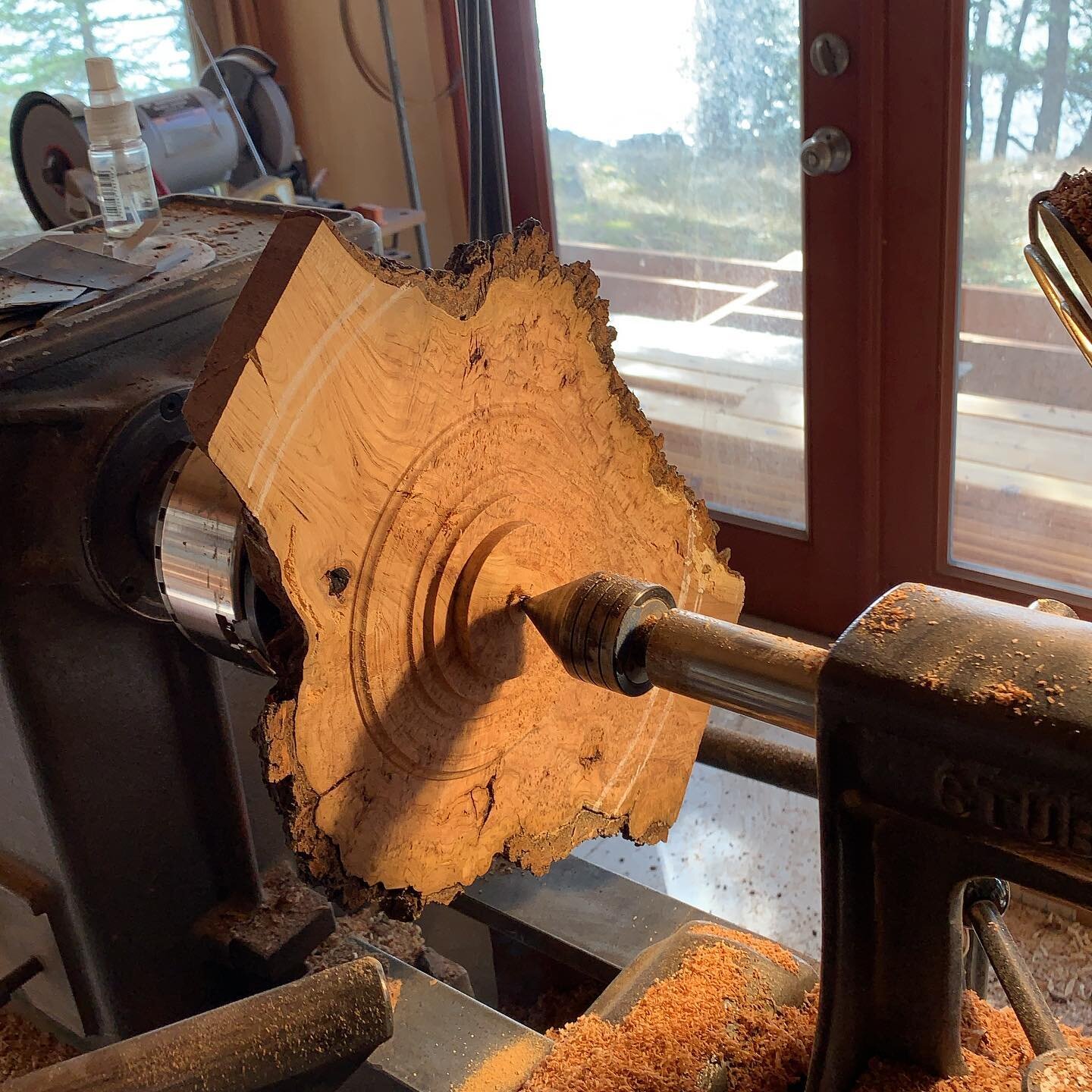 More Black Cherry Burl- the sister side of an earlier piece. Using a foot on the inside and out really helps with decisions and access.