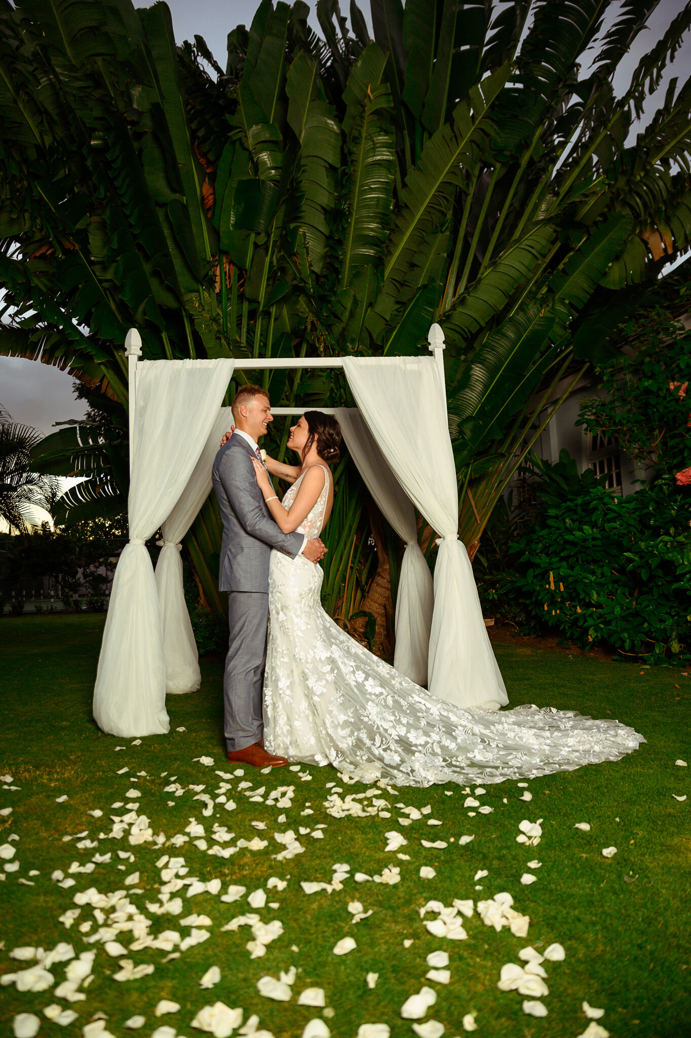 bride and groom under canopy sandals montego bay