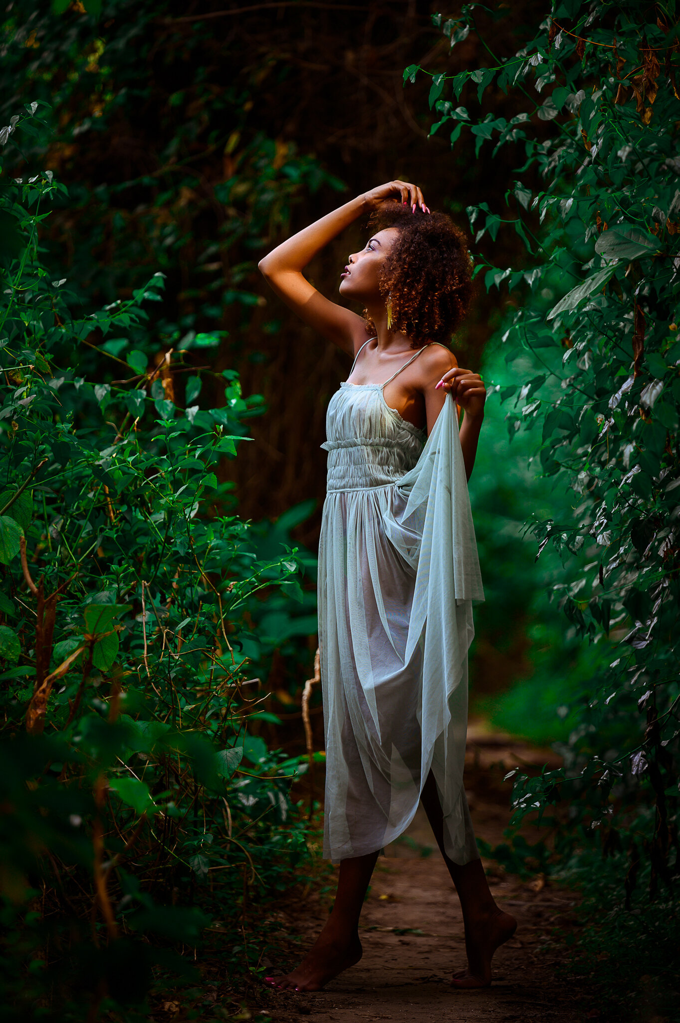 dark conceptual forest photoshoot ocho rios Jamaica ballet dress