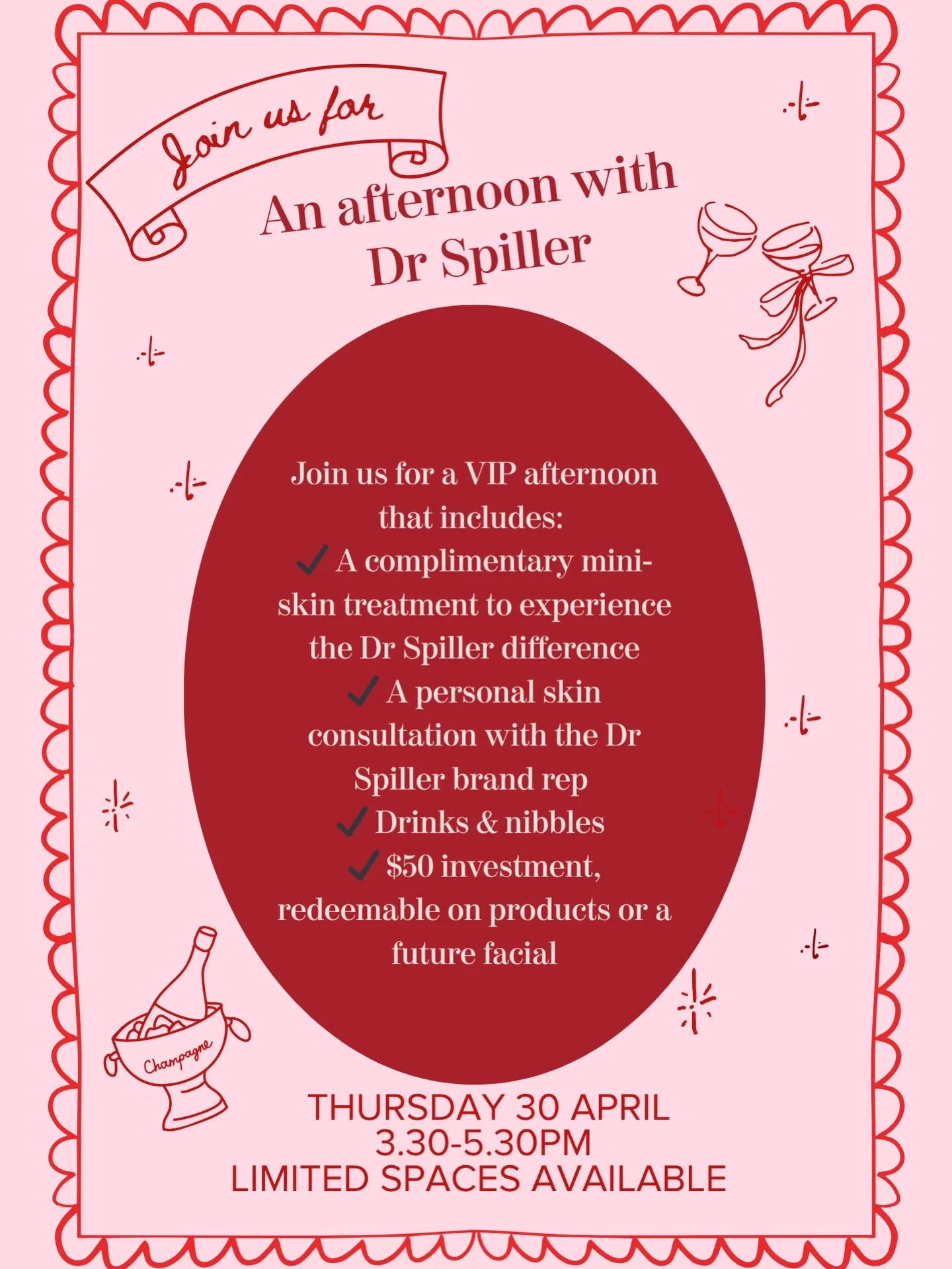 Join us 🥂 this Thursday 30th April in salon for an extra special experience with Dr Spiller from 3.30-5.30pm. 

We&rsquo;ve recently introduced Spiller products to the salon and both Haylee and I have been totally converted and our skin has fallen i