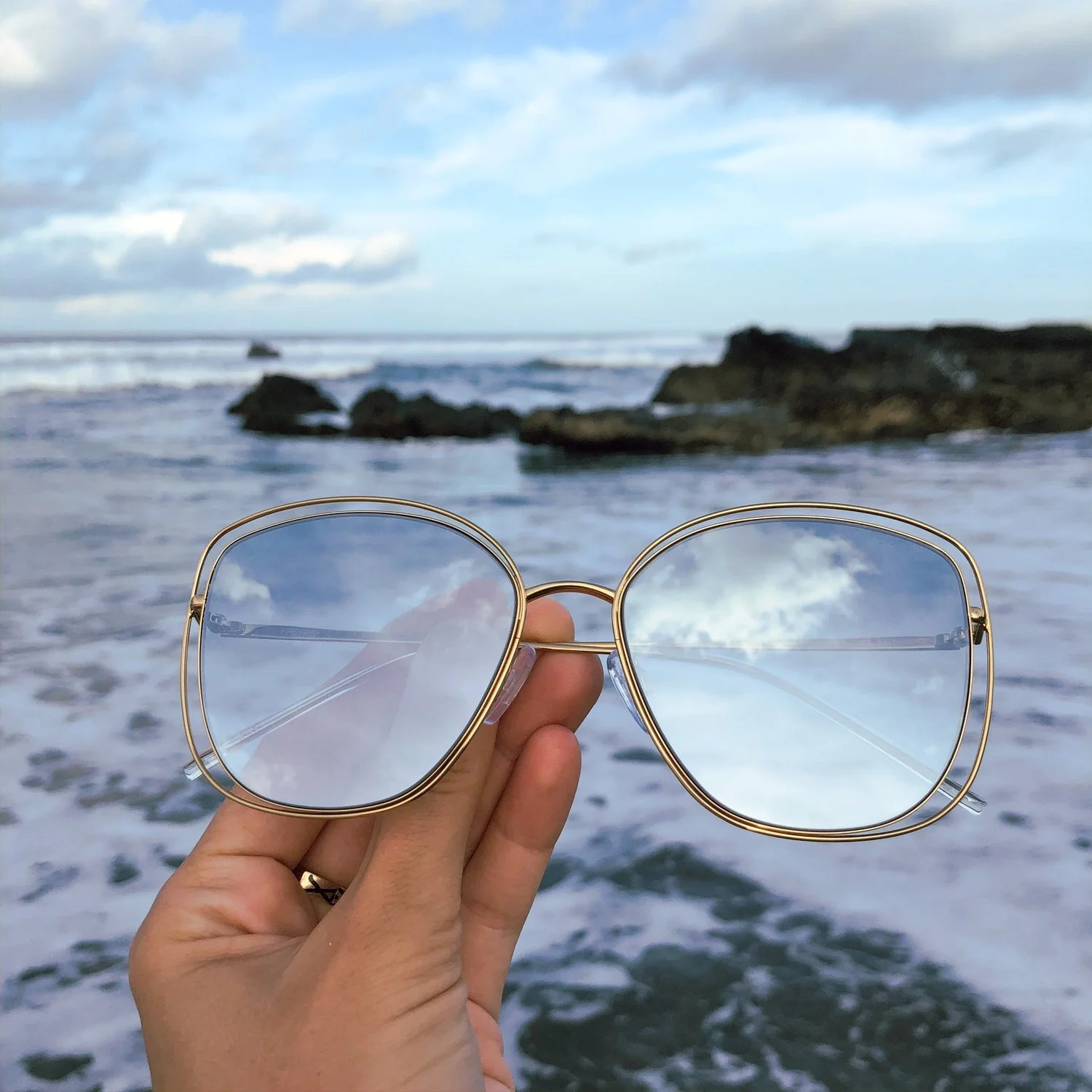 Golden Girl with Blue Lenses