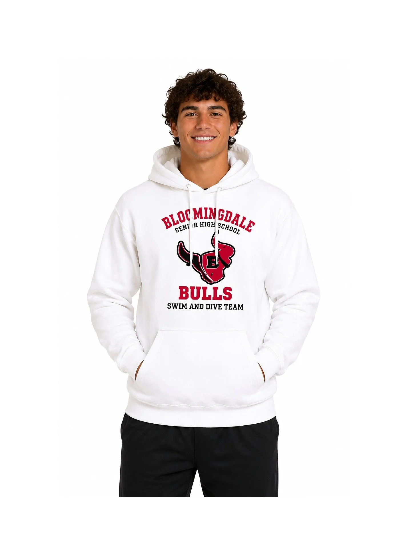 Bloomingdale Swim and Dive White Cotton Blend Hoodie