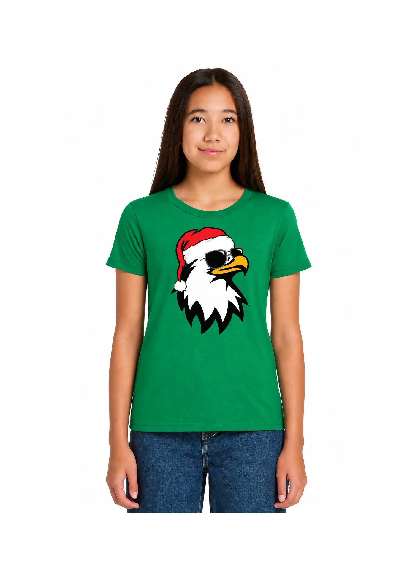 Girl Modeling Green Eagle T-Shirt.jpg