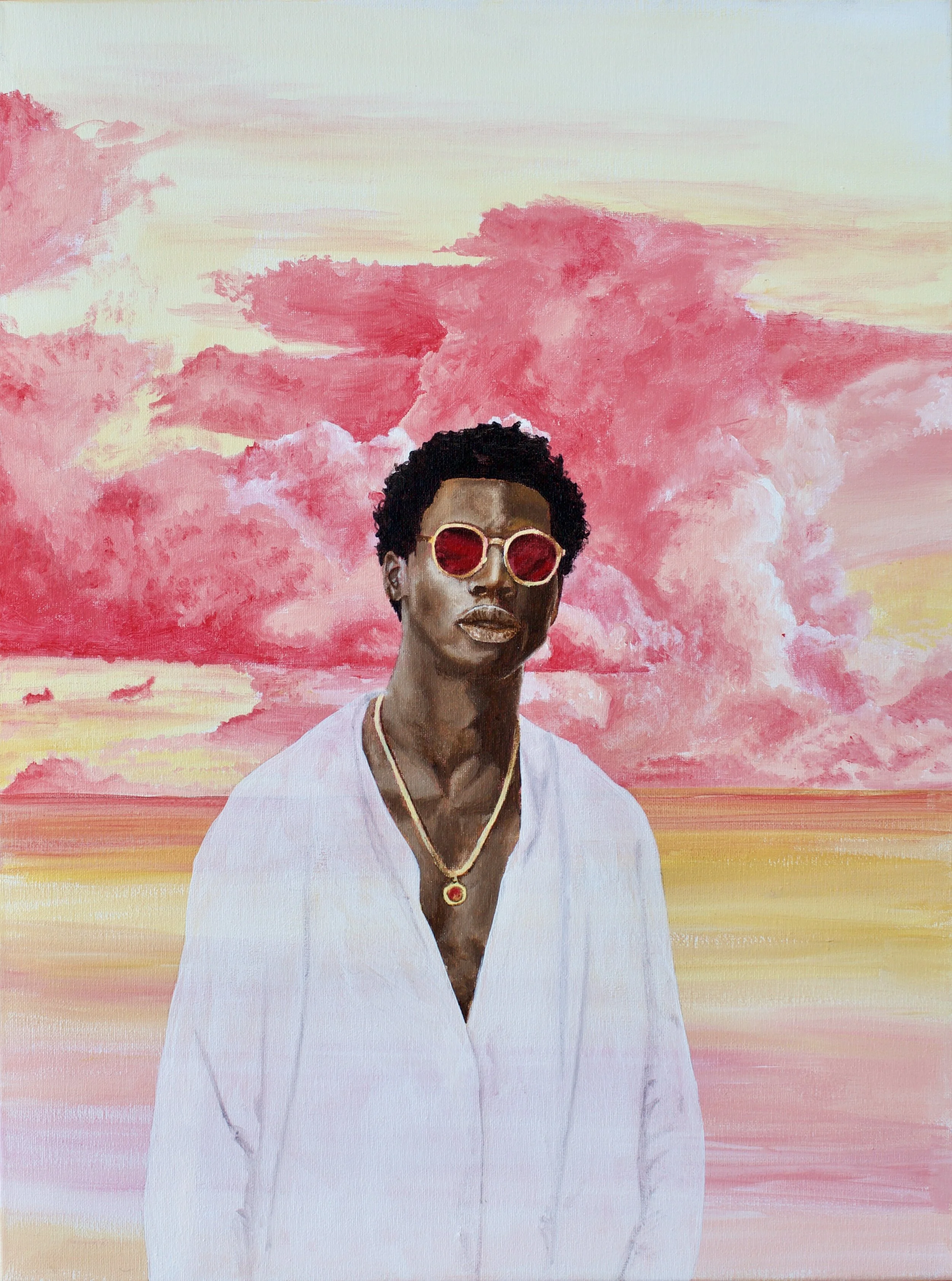 Pink Clouds Satin Print