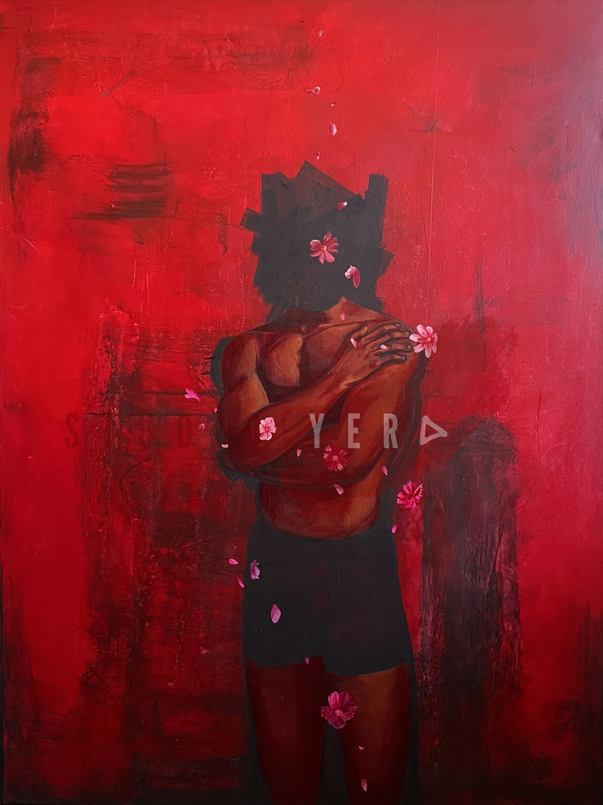 the benefit of a hug when no one else is around.

36x48"
acrylic on canvas.
2026.