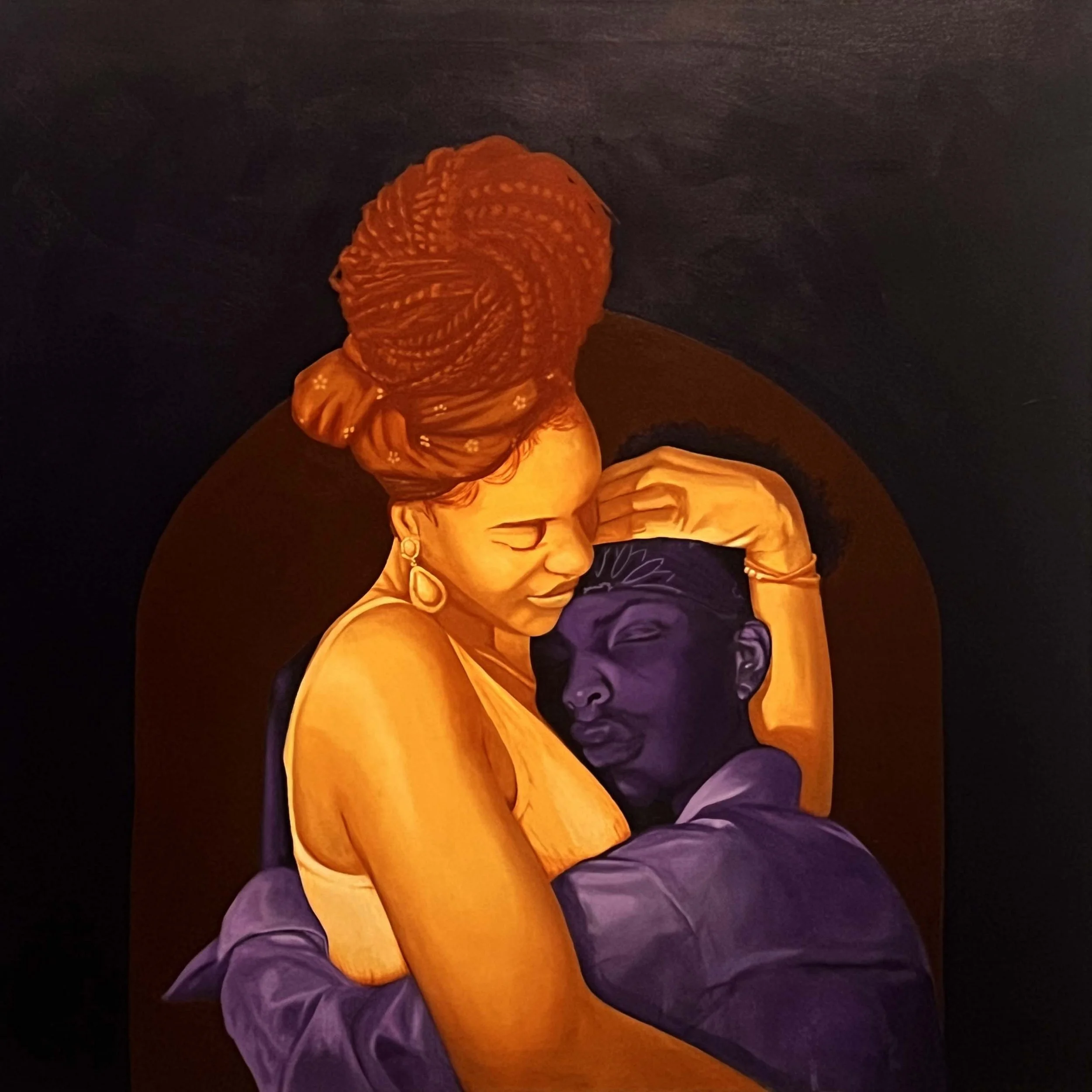 An Embrace of Sun + Moon Satin Print