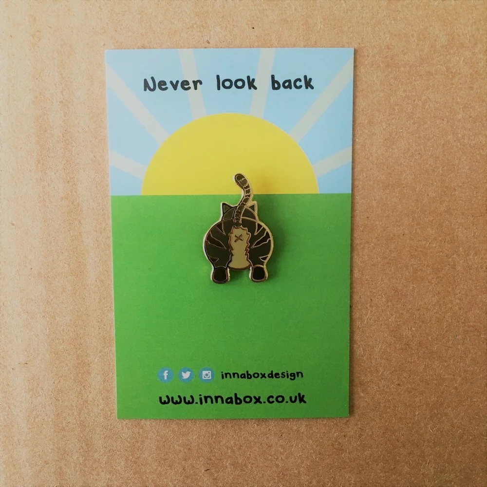 Tabby Cat Butt_Enamel Pin on Backing.jpg