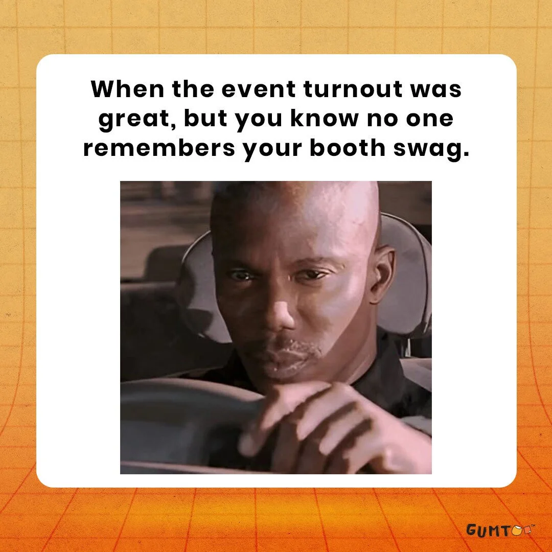 The crowd loved your event. But did they remember you? Make your merch do more than just sit in a tot. #eventstrategy #marketingthatsticks #creativebranding  #merchthatmatters #dexterdetectivememe