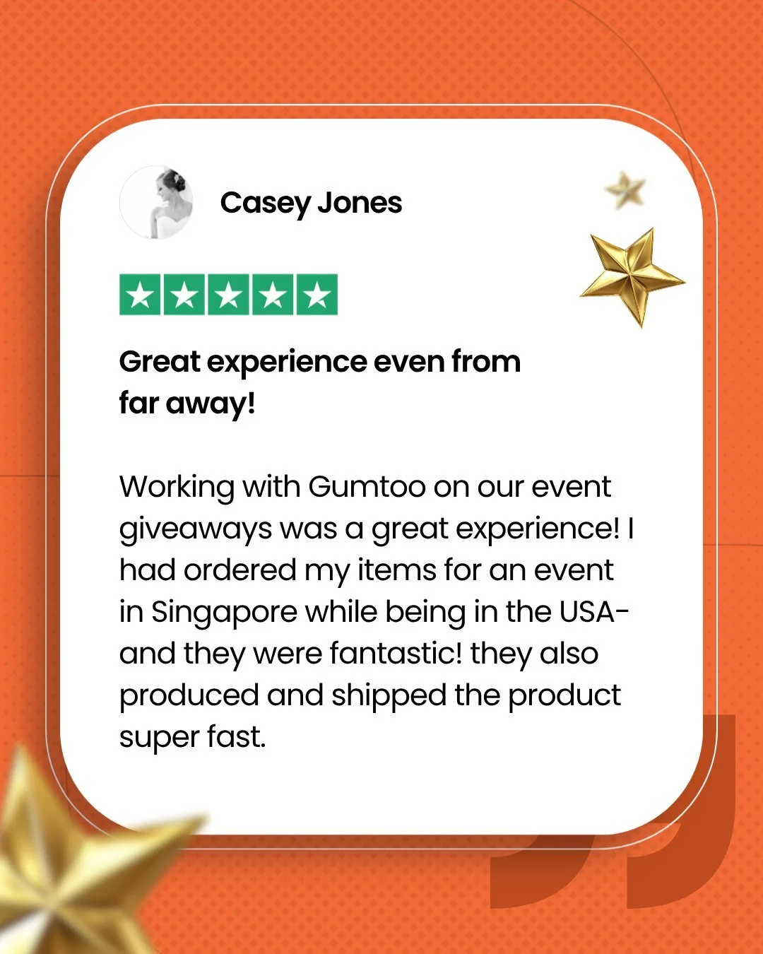 Thank you so much for the kind words, Casey. We truly appreciate you taking the time to share this.
It was a pleasure working with you, and we are glad everything reached you smoothly&mdash;even across borders. Always here to make it seamless, no mat