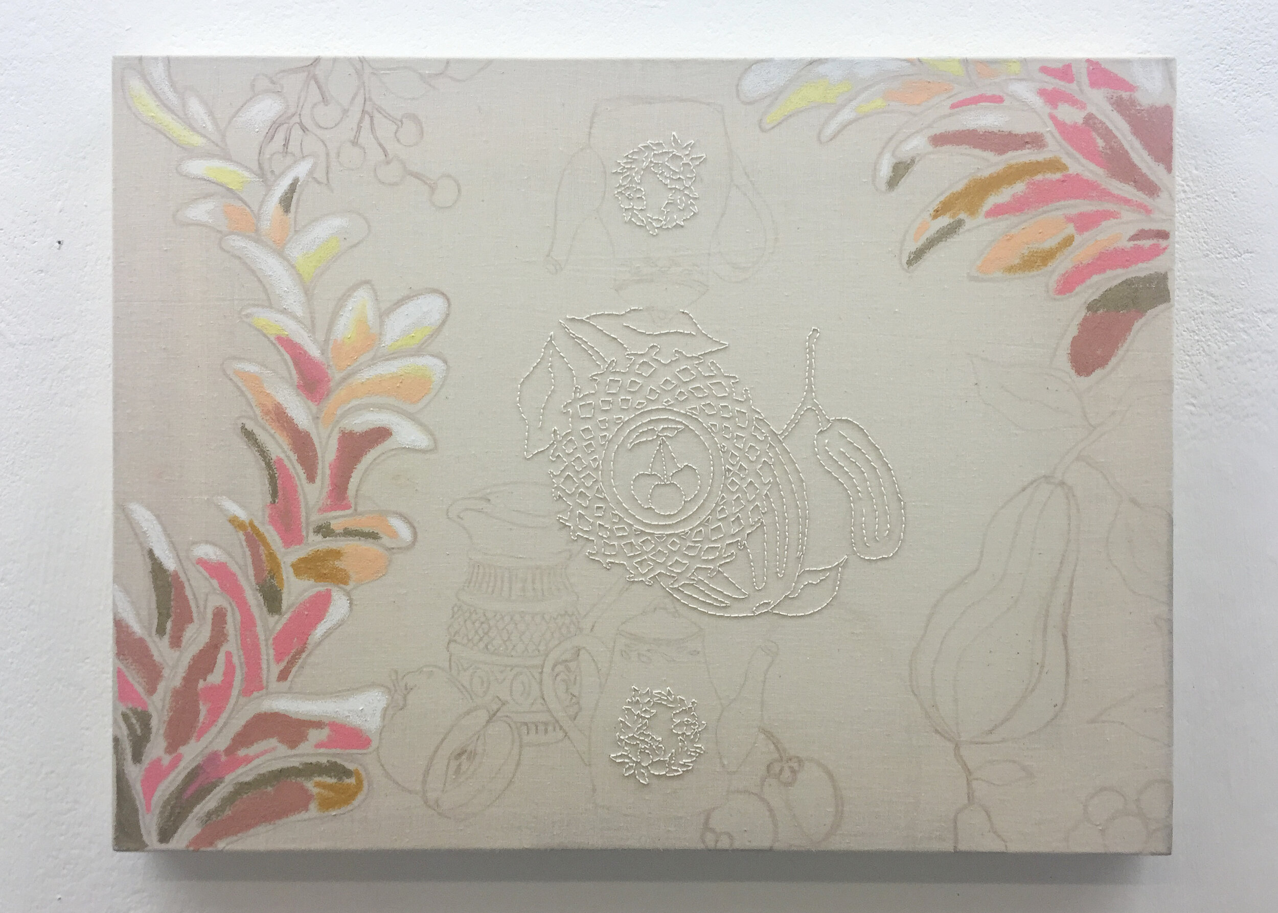 Wallpaper and Tea Towel (Dishes and Fruit), 2018
