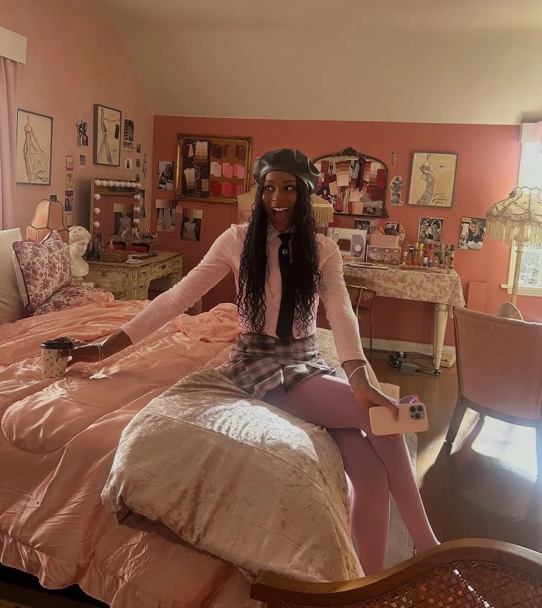 Glamping Behind the Scenes Still. Rosemary Idisi in Olivias's Set.