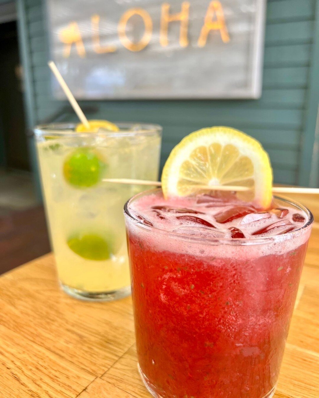 Star Bar cocktails with a side of Aloha ✨

Pictured: Calamansi Cooler 2.0 - made with fresh local Calamansi Limes, Suntory Roku Gin, and Yuzu Juice. Oki Toki -  made with Hibiscus Tea, Fresh Lemon, Fresh Cucumber Pur&eacute;e and Toki Japanese Whiske