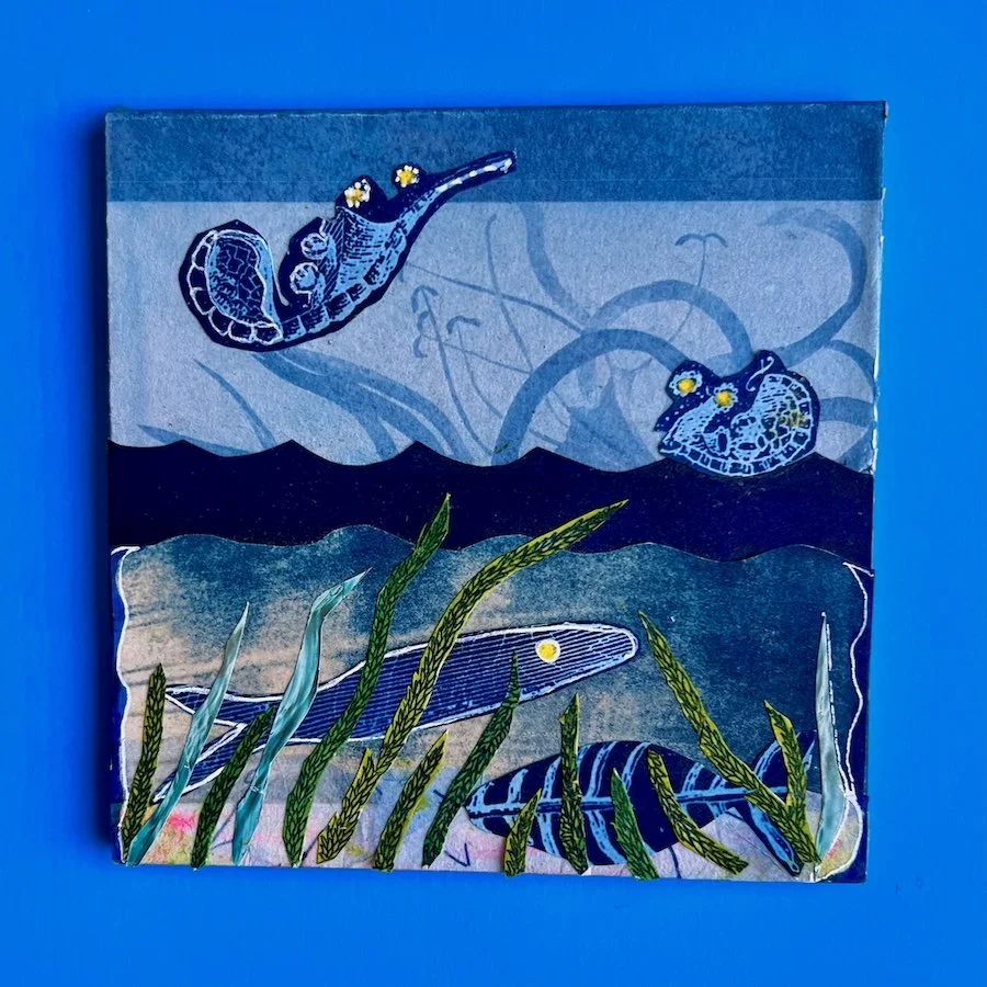Deep Blue Sea - Cyanotype Collage