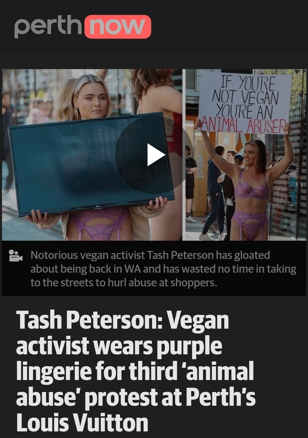 Vegan activist hurls abuse at Perth Louis Vuitton customers